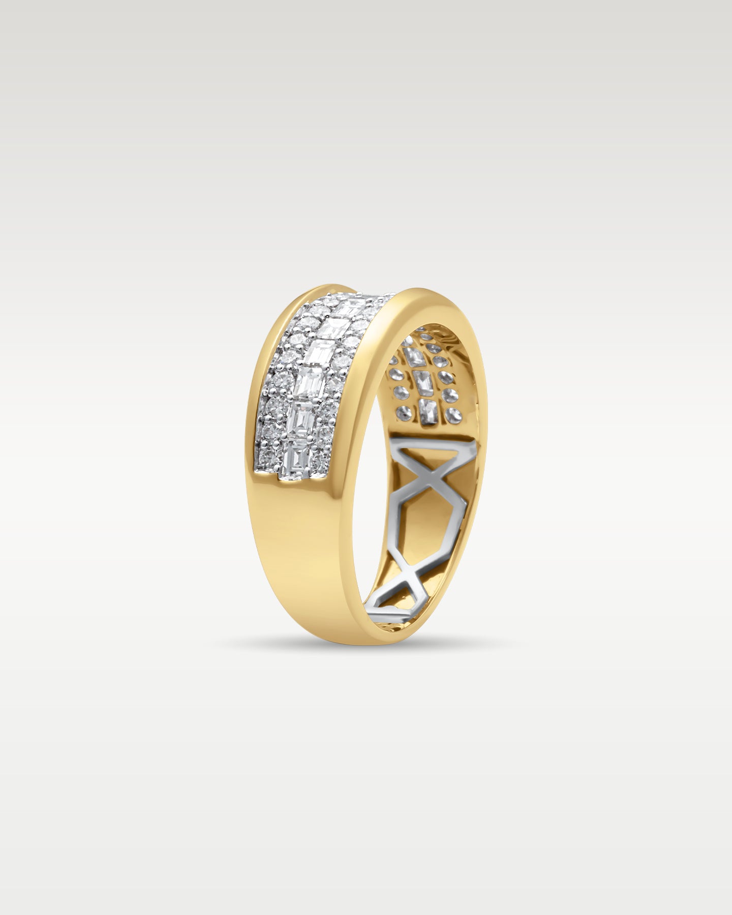 14k Yellow Gold Wide Dual Cut Diamond Band | Noah's Fine Jewelry Frisco TX