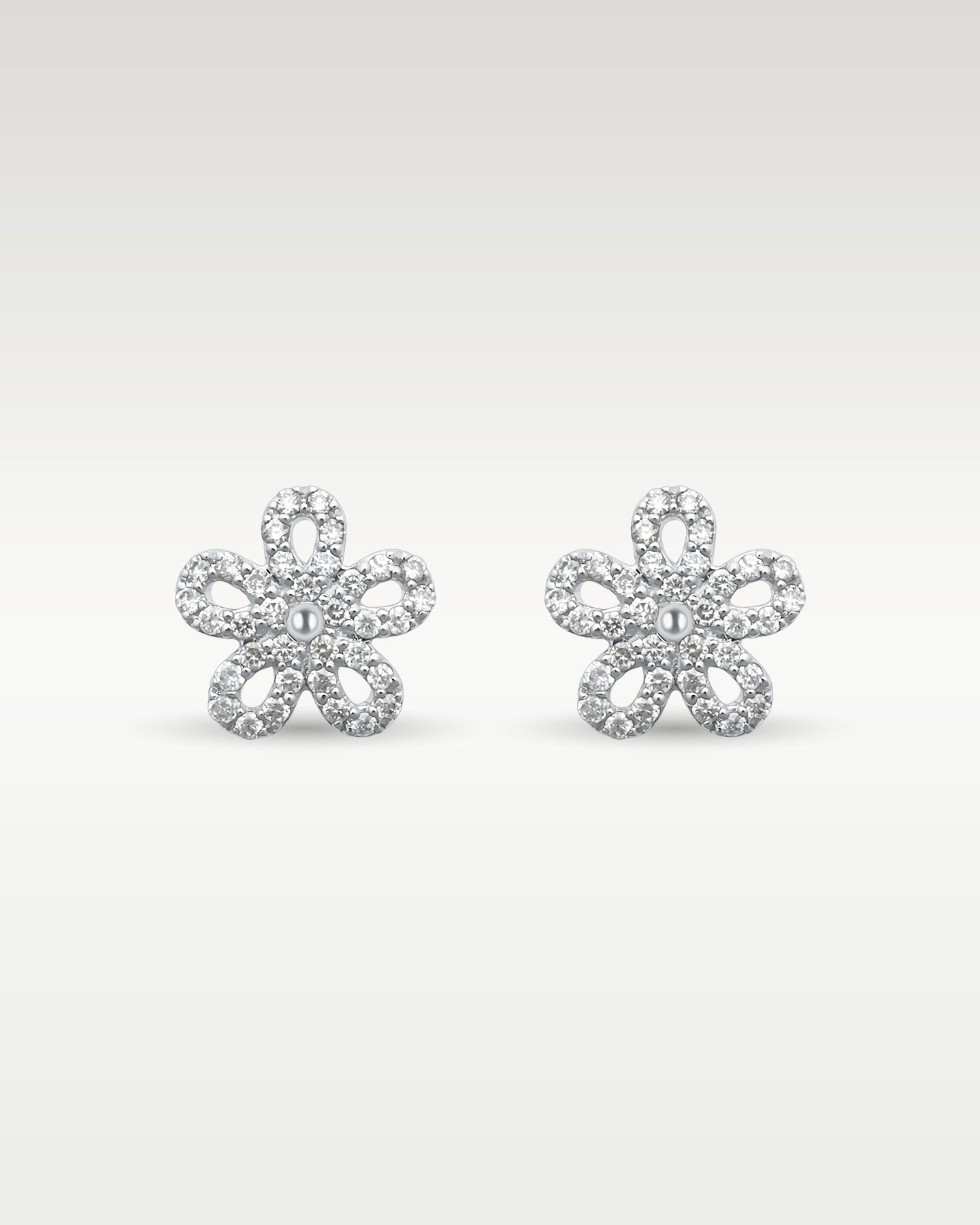 0.30ct Diamond Flower Stud Earrings in 14K White Gold | Frisco, Texas Jewelry Store