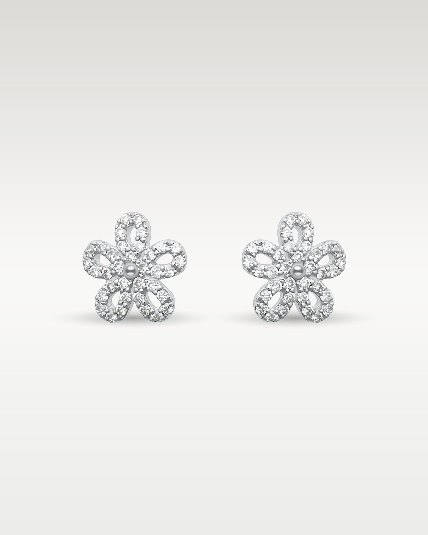 0.30ct Diamond Flower Stud Earrings in 14K White Gold | Frisco, Texas Jewelry Store