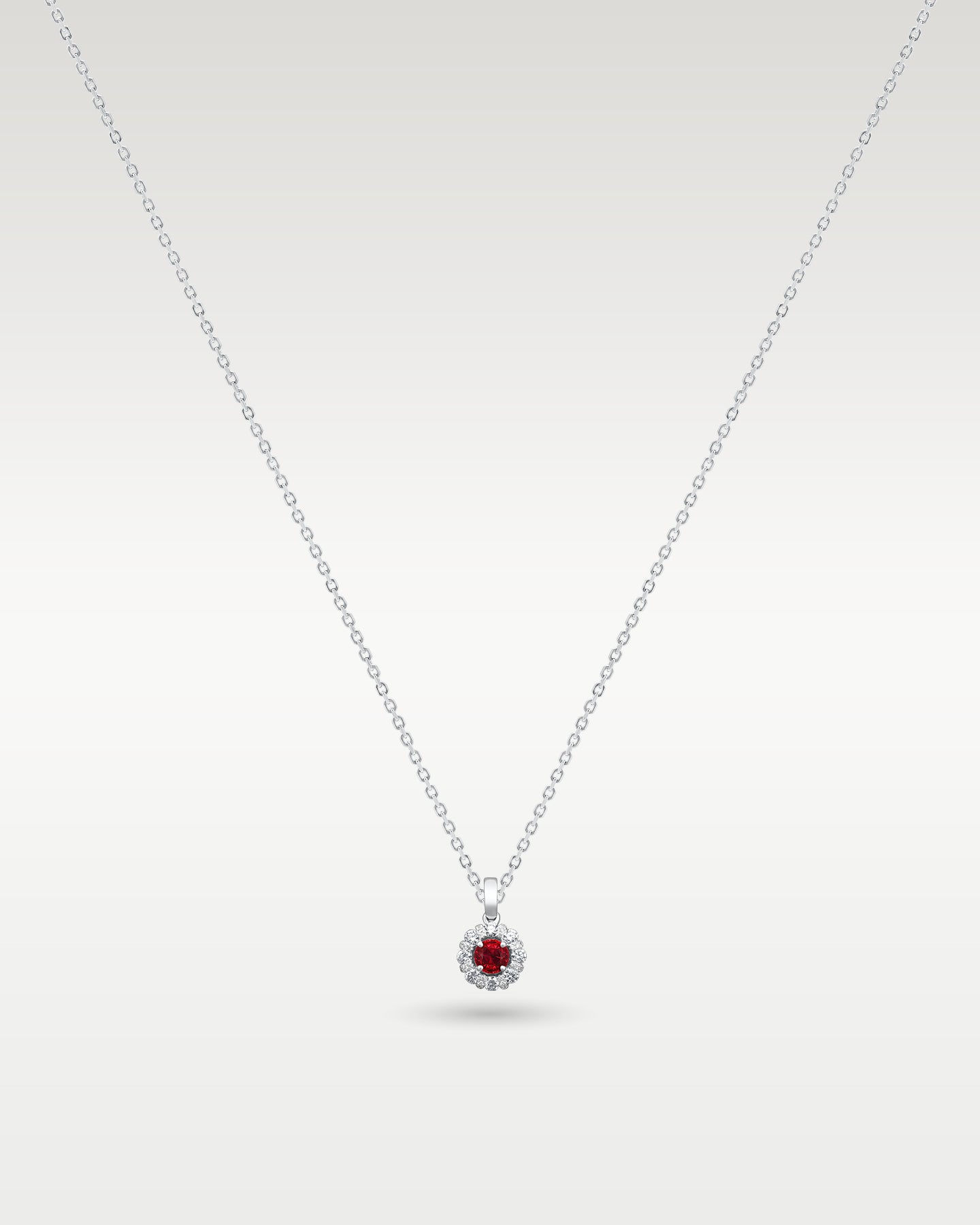 18k White Gold Ruby & Diamond Pendant