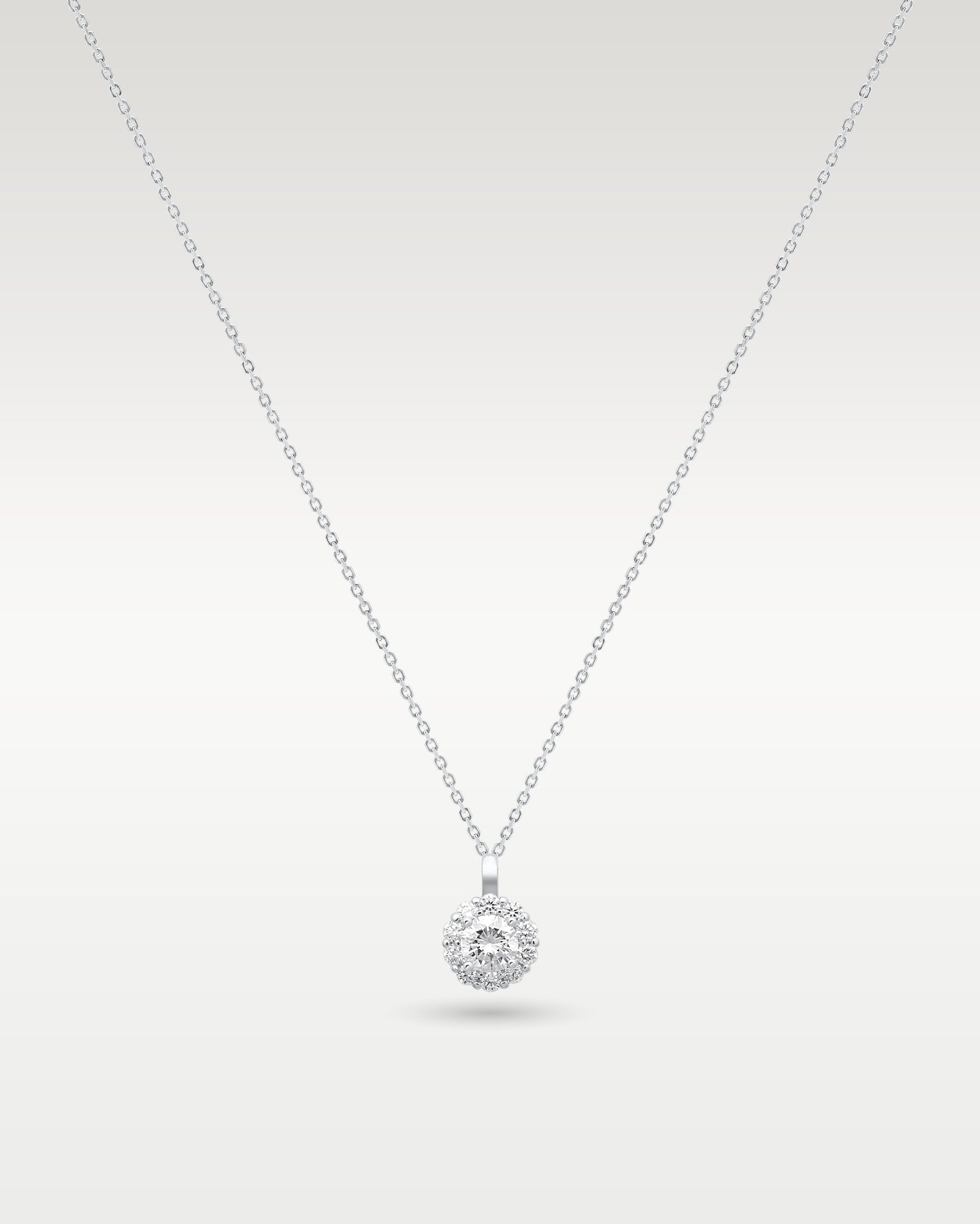 14k White Gold Brilliant-Cut Diamond Halo Pendant
