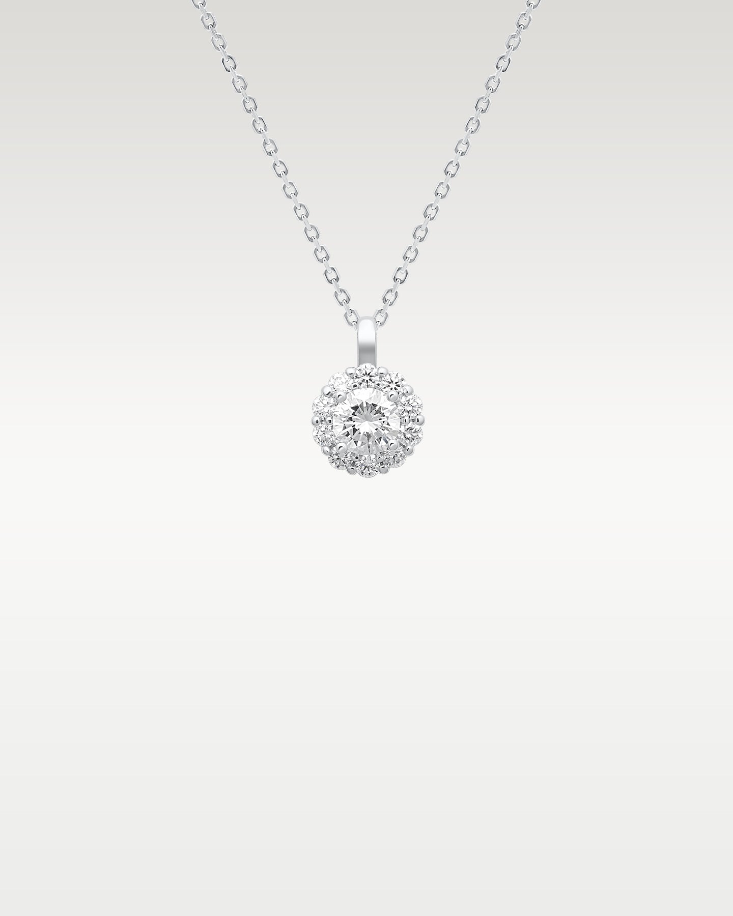 14k White Gold Brilliant-Cut Diamond Halo Pendant