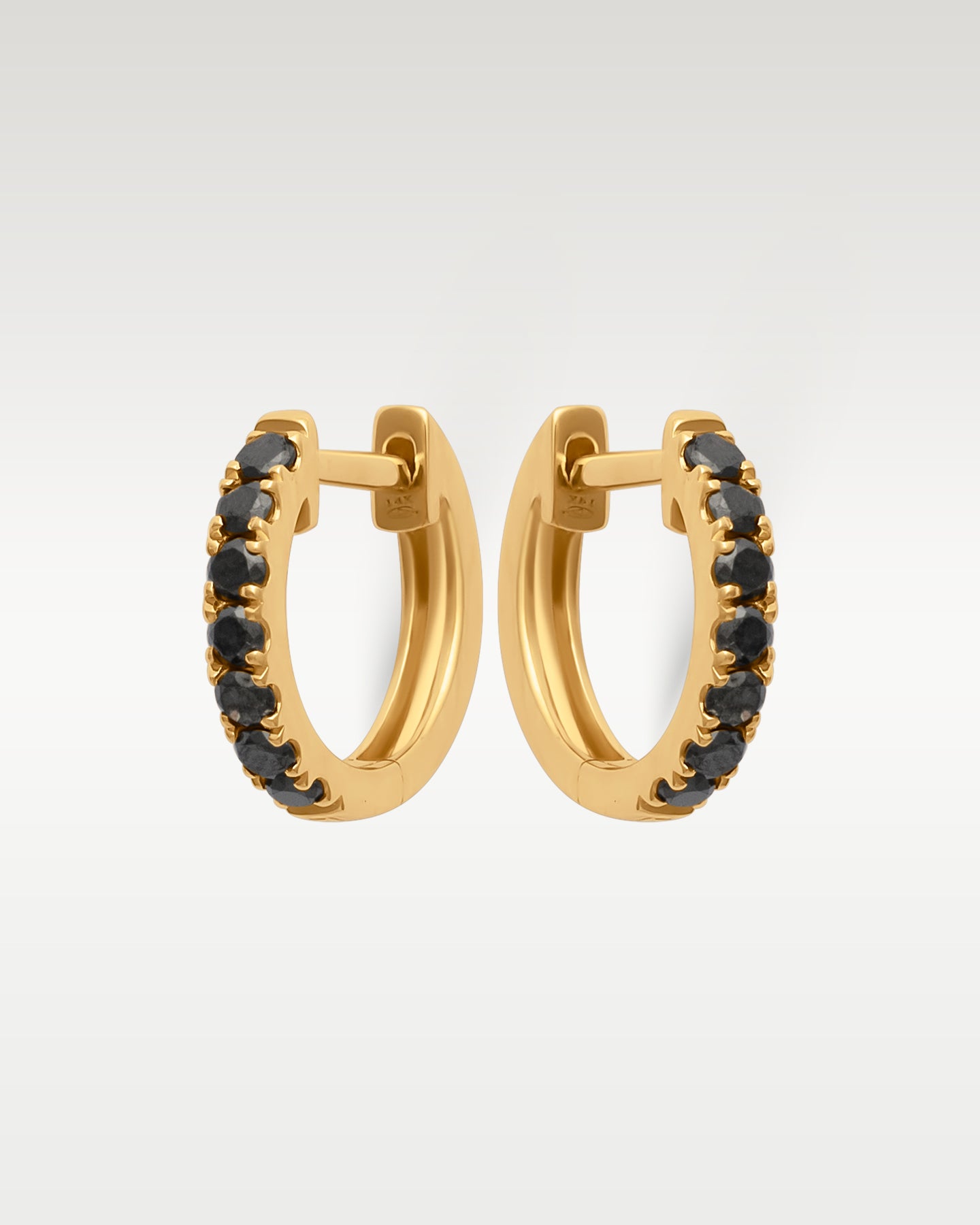 Yellow Gold Black Diamond Huggies | Noah's Fine Jewelry Dallas, Texas