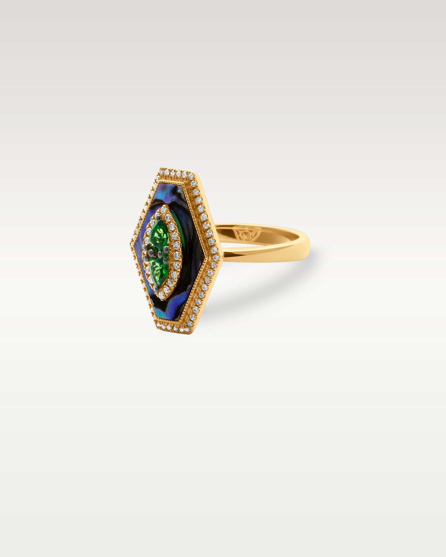 14k Yellow Gold Tsavorite & Diamond Ring | Noah's Fine Jewelry Dallas, Texas