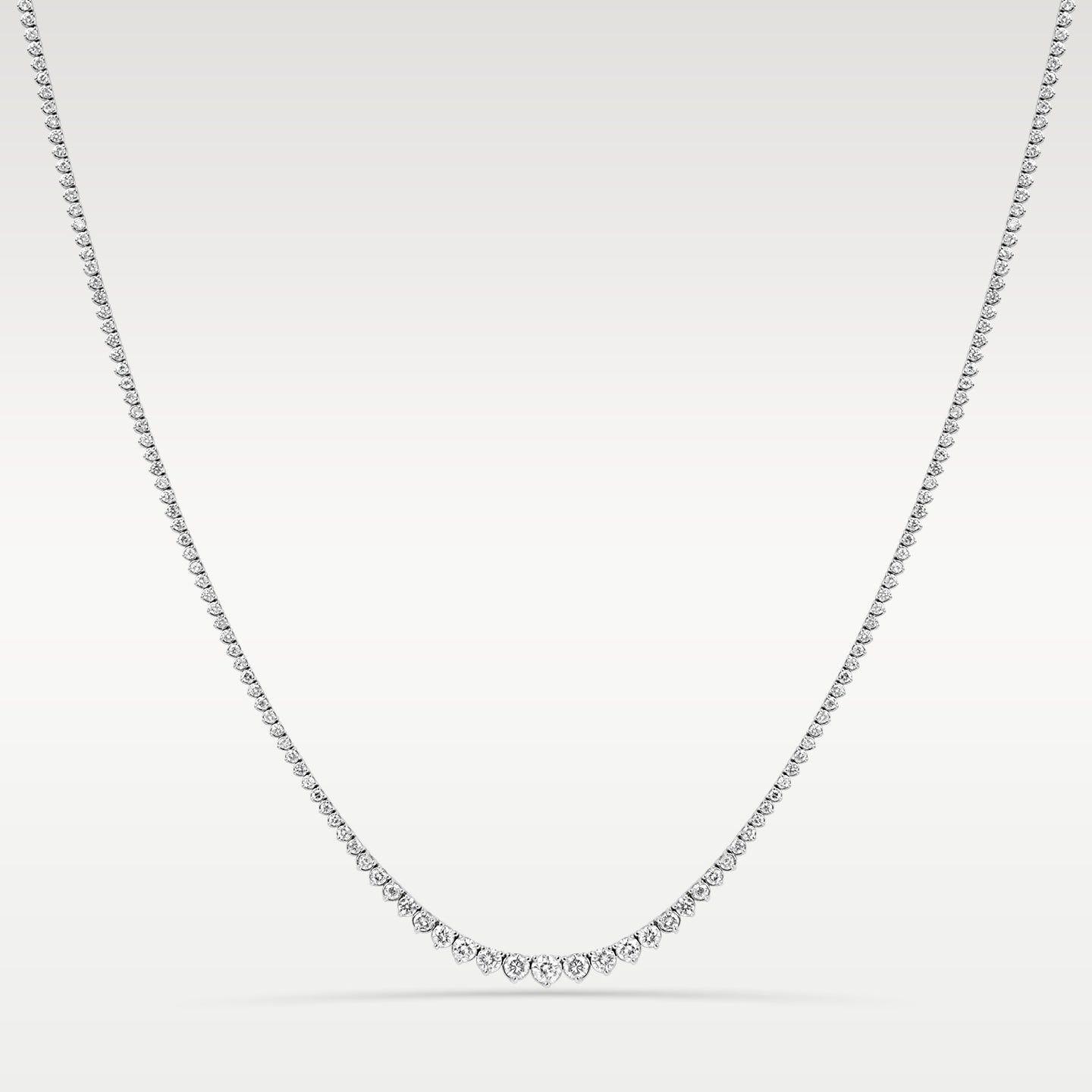 White Gold 6.85CT Riviera Tennis Necklace at Noah's Fine Watches & Jewelry