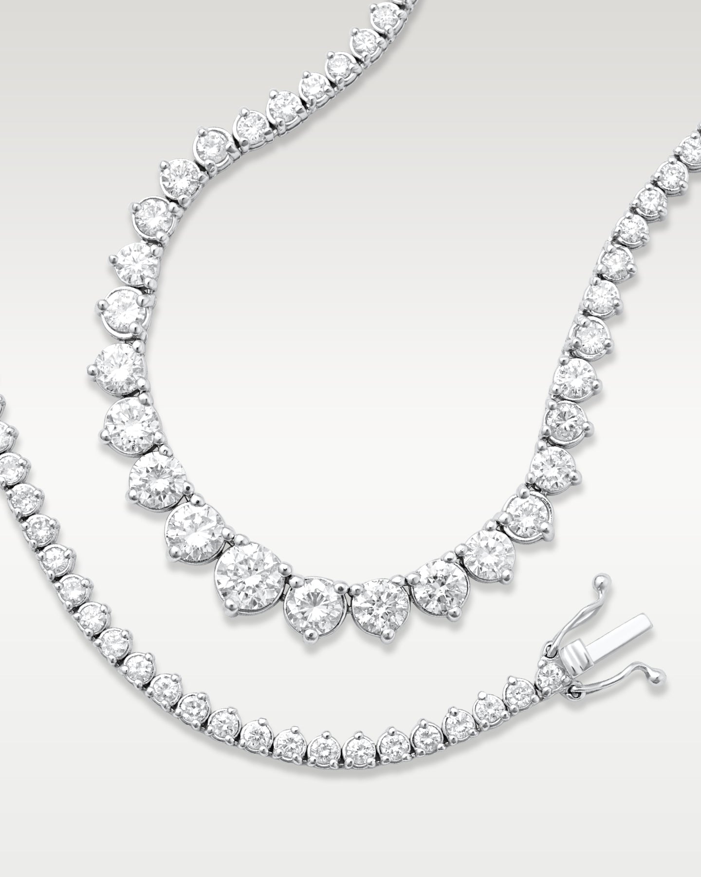 White Gold 6.85CT Riviera Tennis Necklace at Noah's Fine Watches & Jewelry