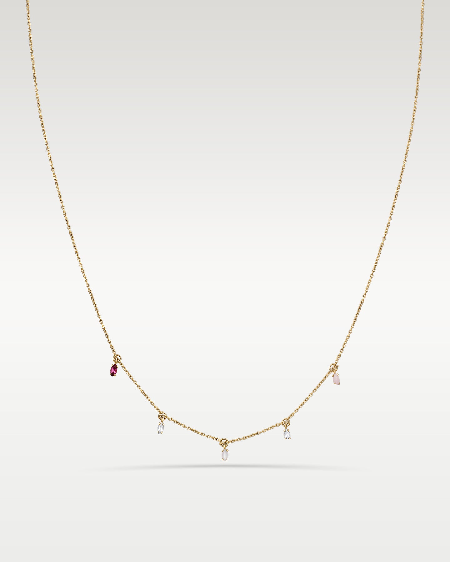 Yellow Gold Marquise Gemstone Station Necklace