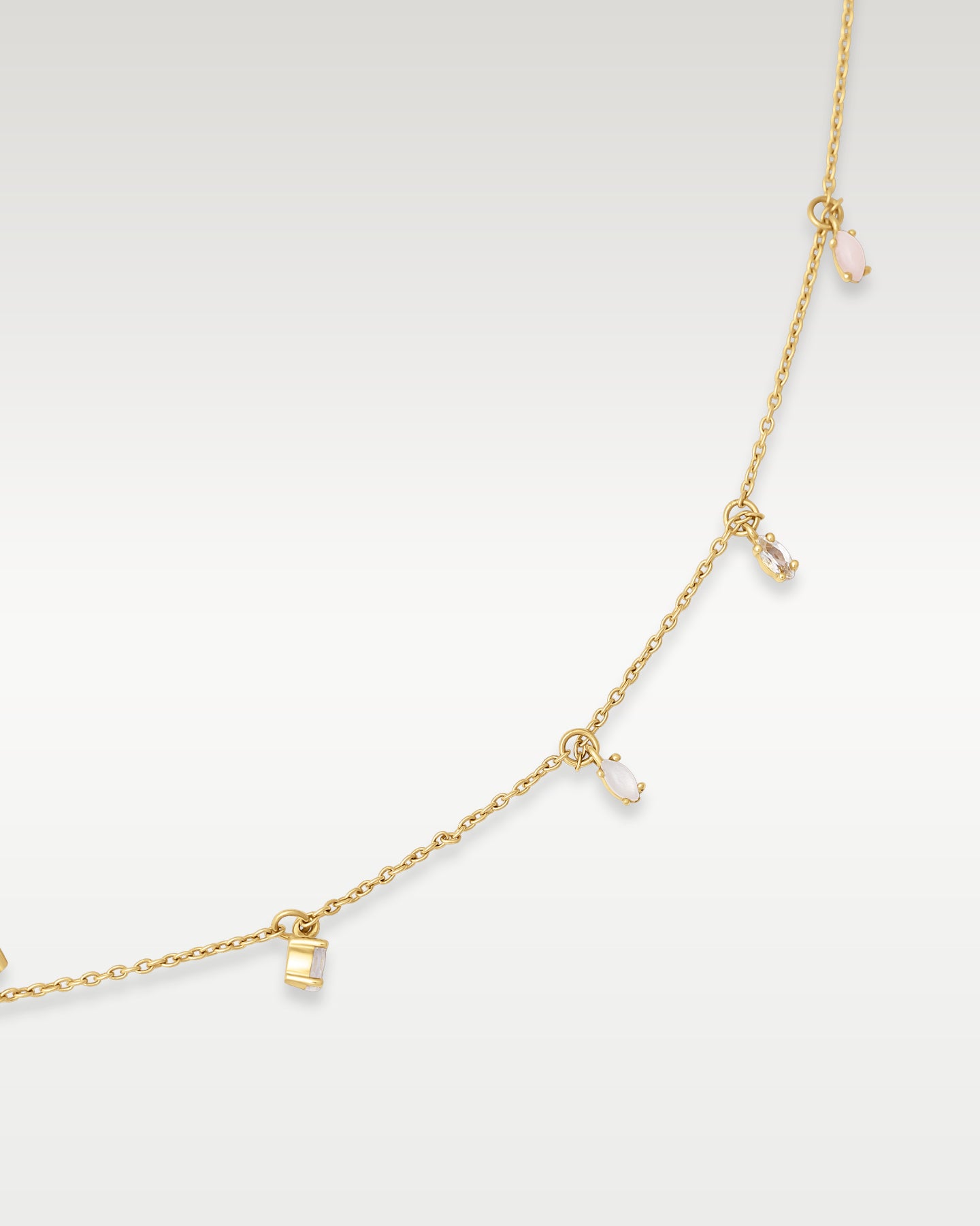 Yellow Gold Marquise Gemstone Station Necklace