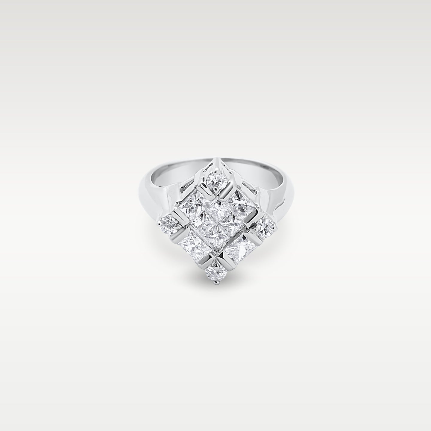Square Frame Diamond Statement Ring