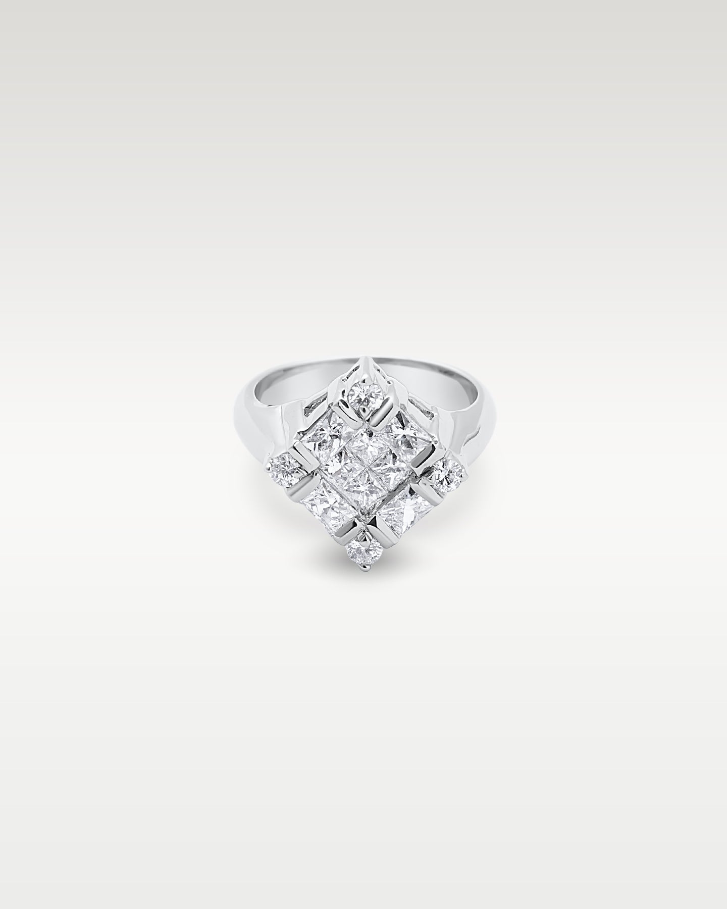 Square Frame Diamond Statement Ring