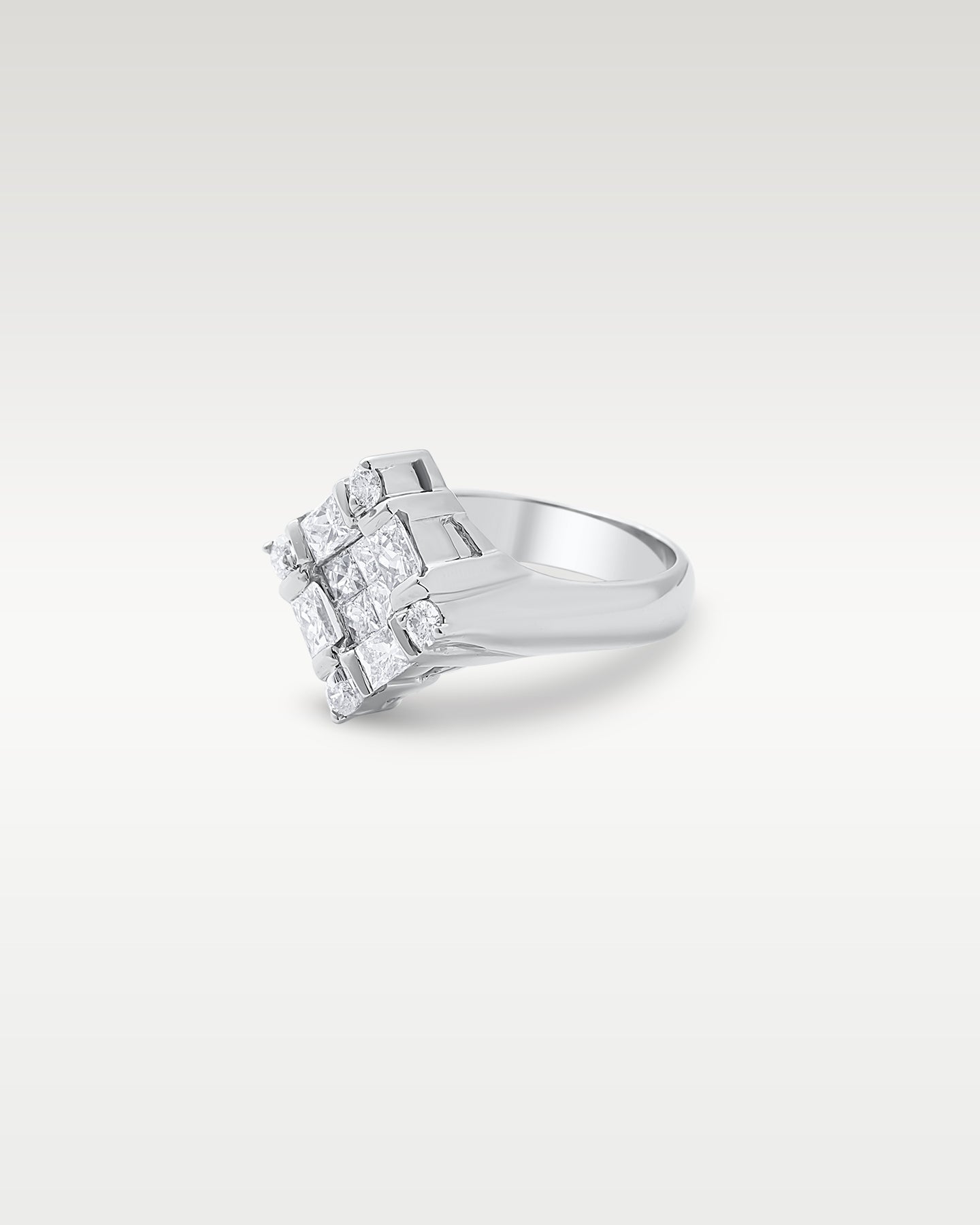 Square Frame Diamond Statement Ring