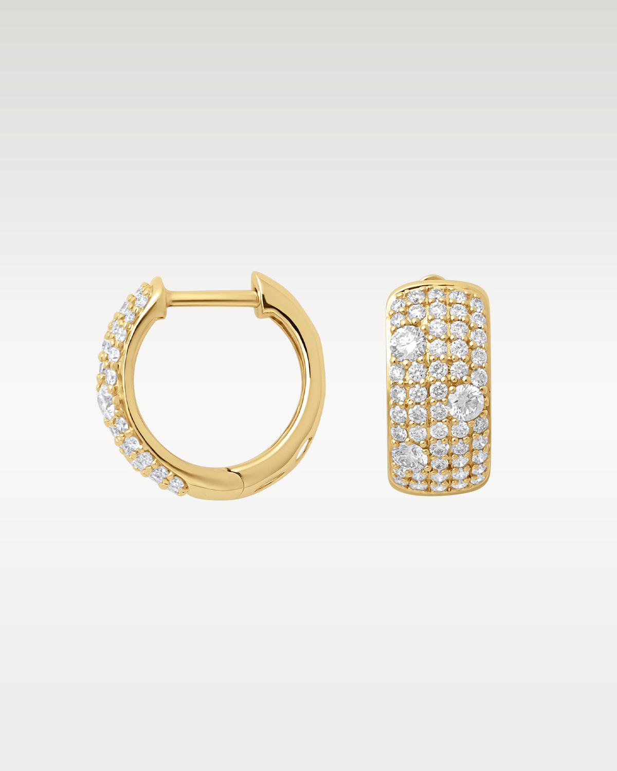 Yellow Gold 1CT Diamond Pave Hoops at Noah's Fine Watches & Jewelry