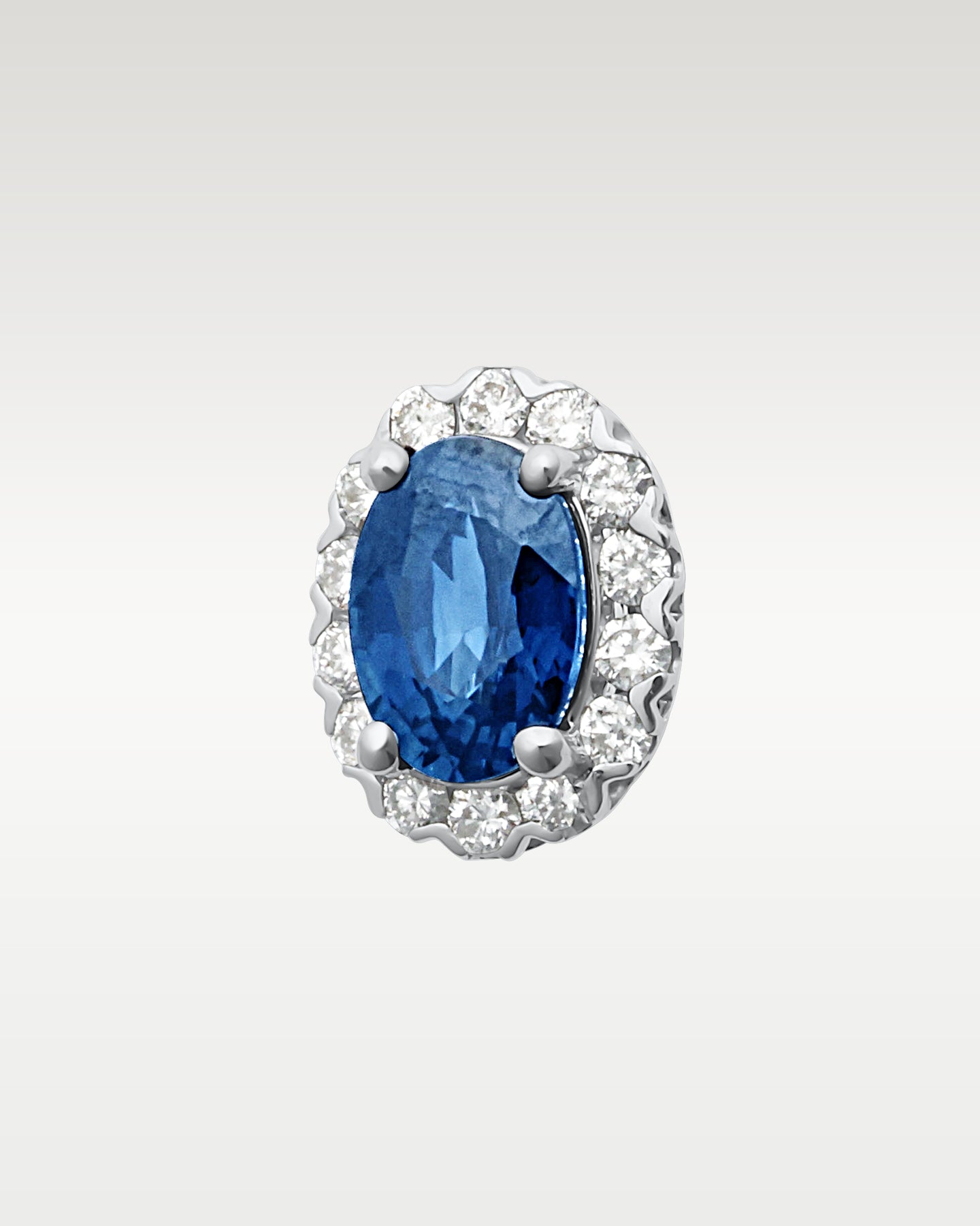 1.95ct Sapphire & 0.41ct Diamond Halo Stud Earrings in 14K White Gold | Frisco, Texas Jewelry Store