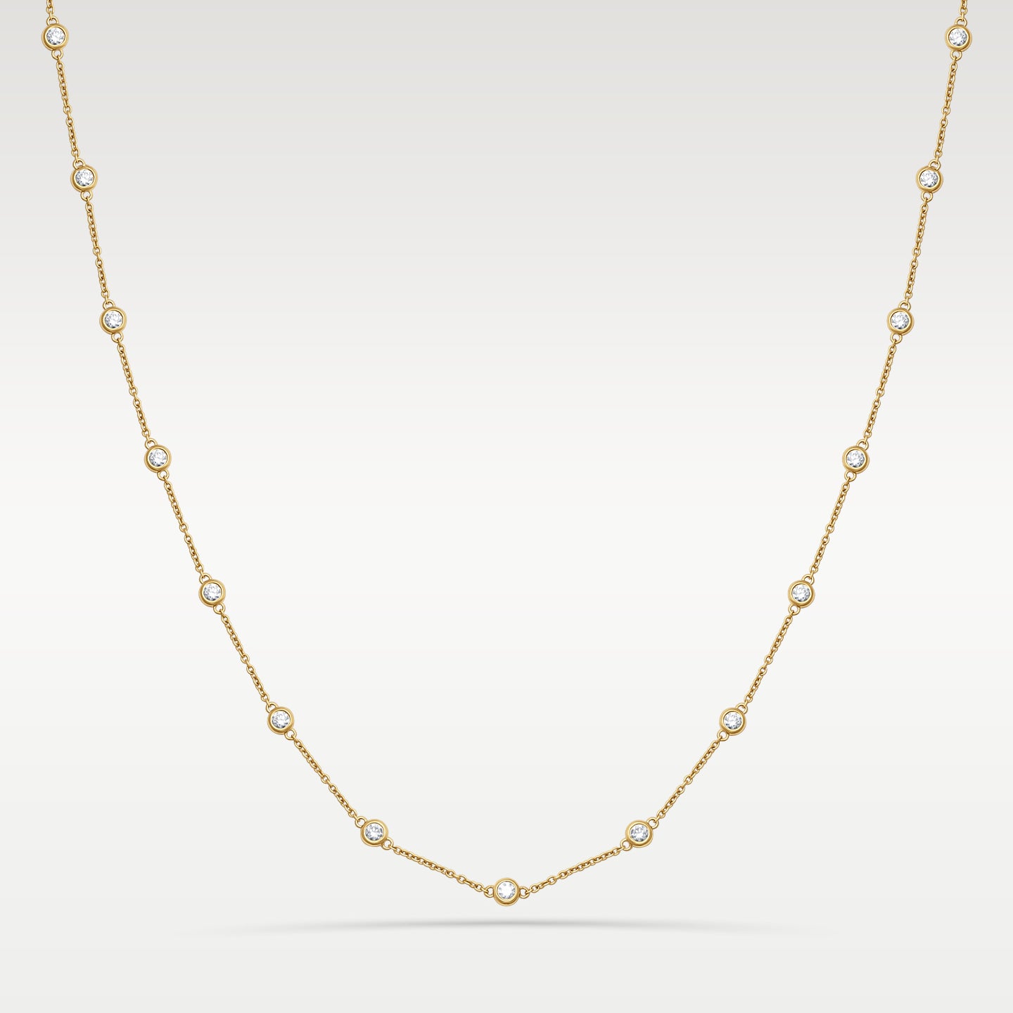 Yellow Gold Bezel Set Diamond Station Necklace | Noahs Fine Jewelry & Watches