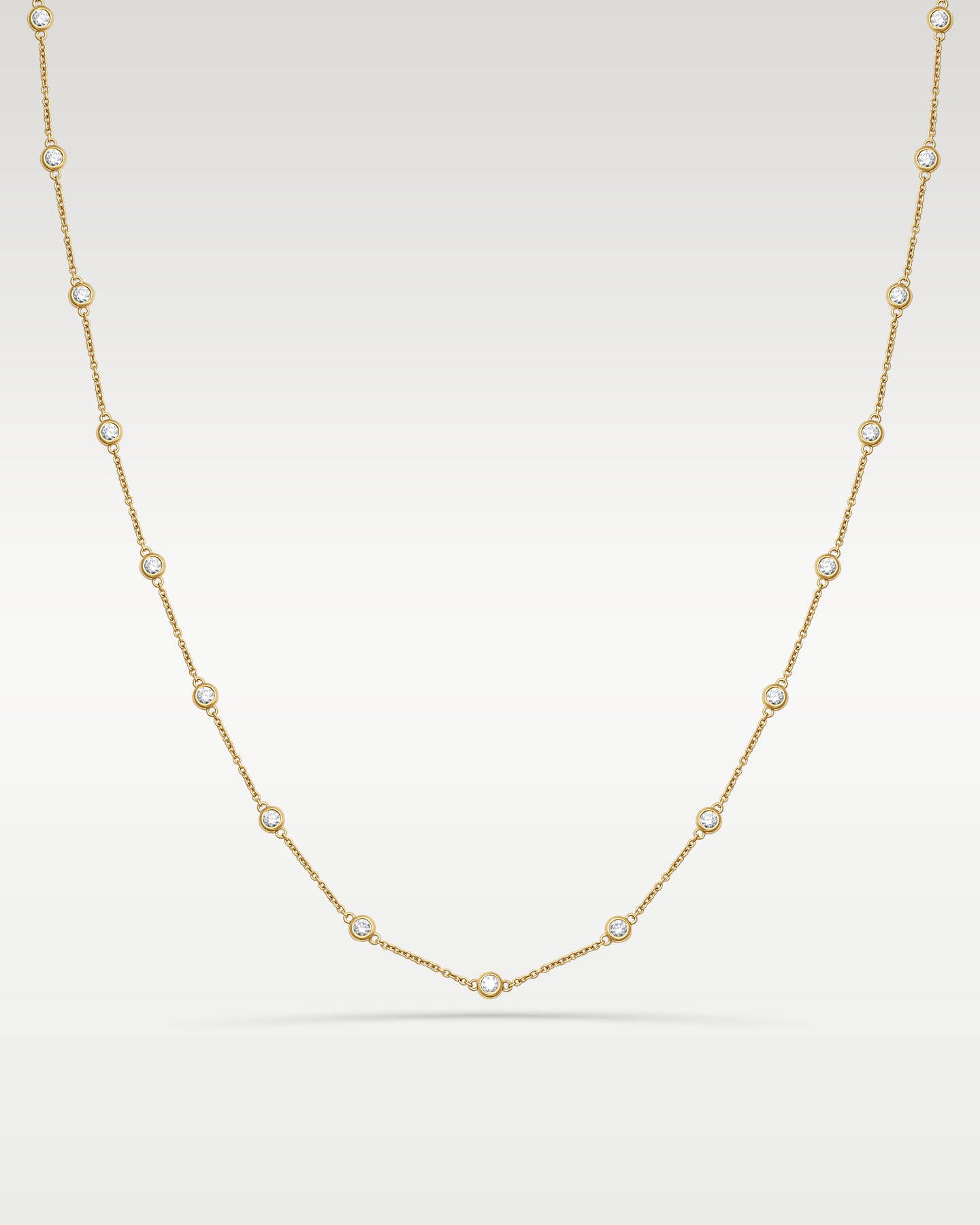 Yellow Gold Bezel Set Diamond Station Necklace | Noahs Fine Jewelry & Watches
