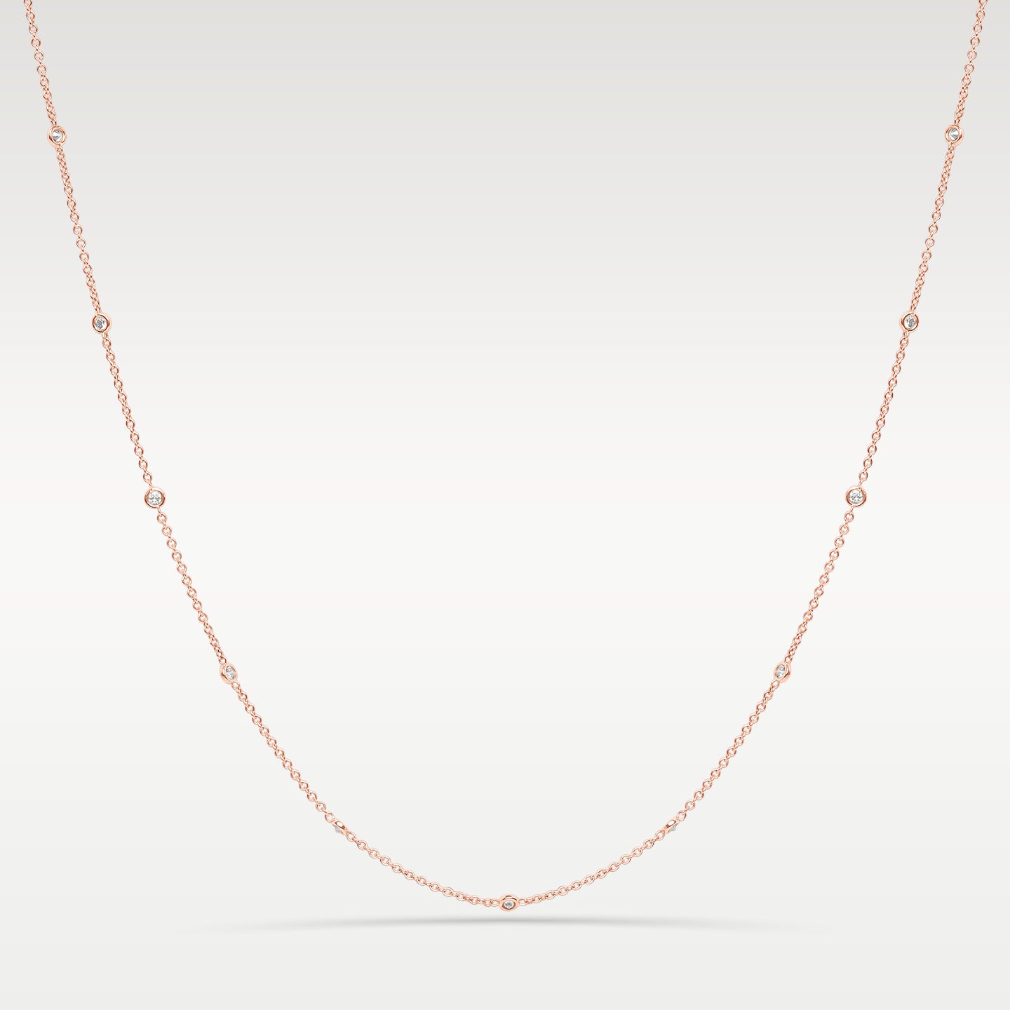 14K Rose Gold 0.73ct Diamond by the Yard Necklace 