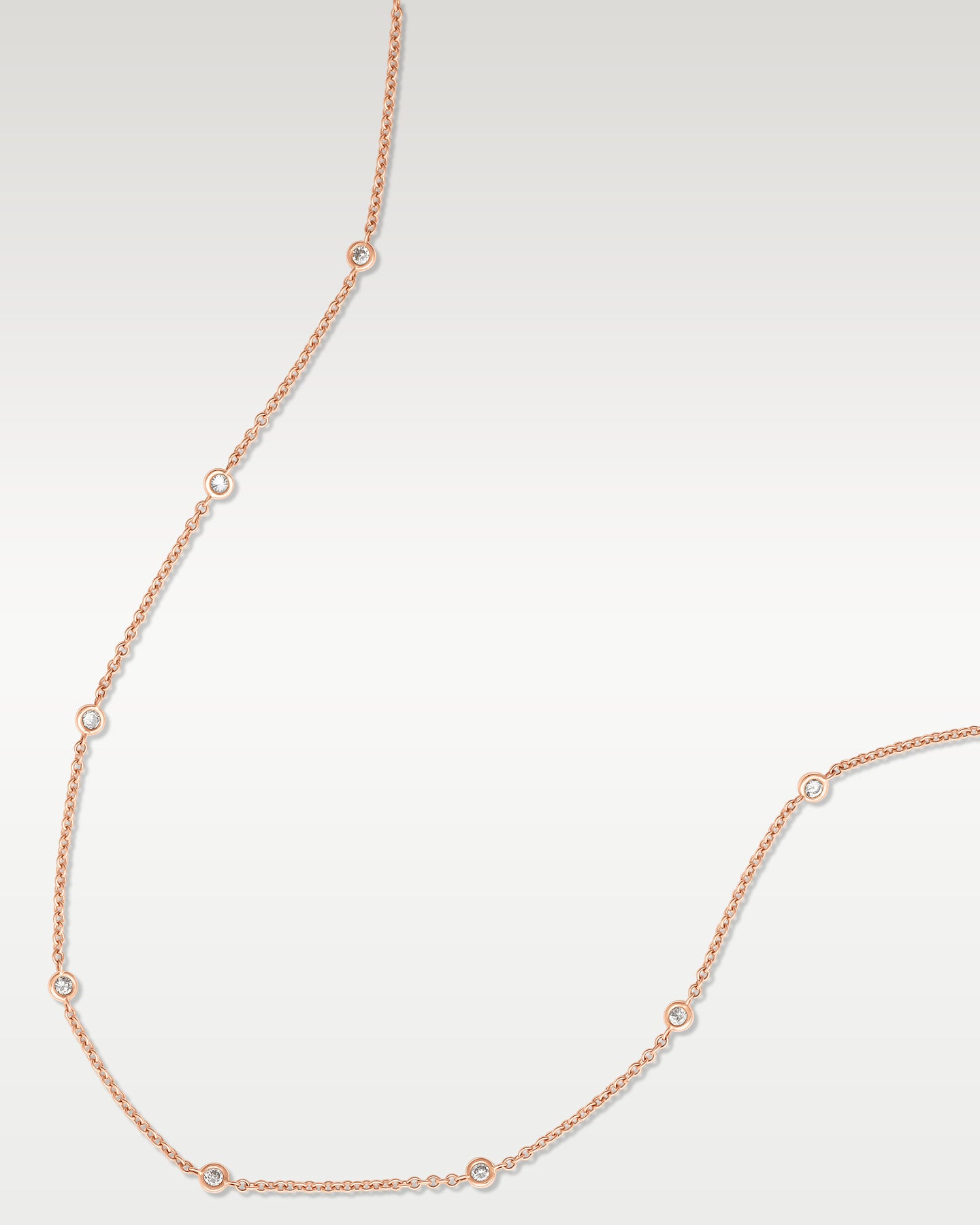 14K Rose Gold 0.73ct Diamond by the Yard Necklace 