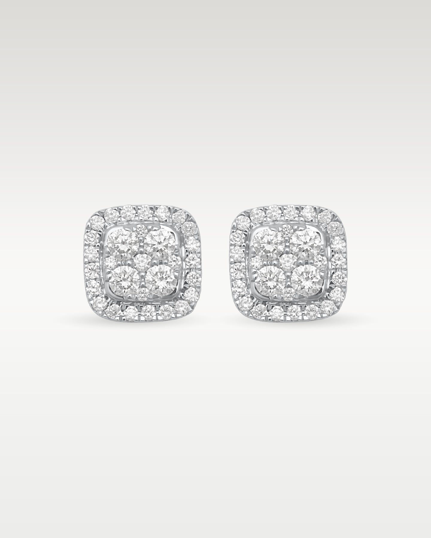 14K White Gold Diamond Cluster Studs | Noah's Fine Jewelery Frisco, TX