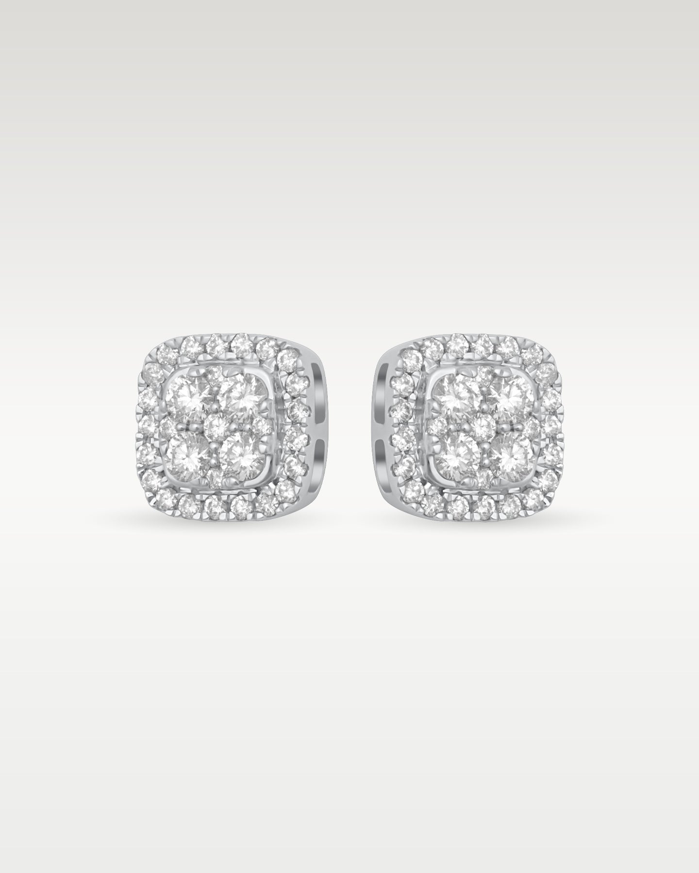 14K White Gold Diamond Cluster Studs | Noah's Fine Jewelery Frisco, TX