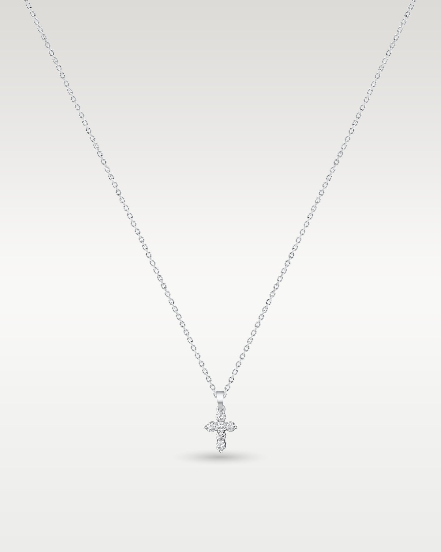 14K White Gold Diamond Cross Pendant