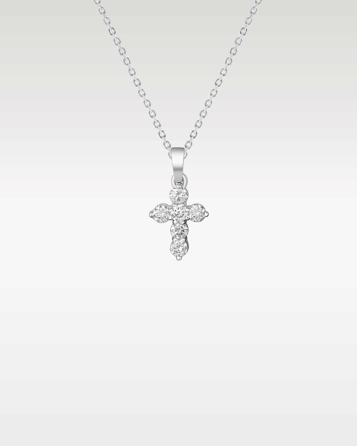 14K White Gold Diamond Cross Pendant