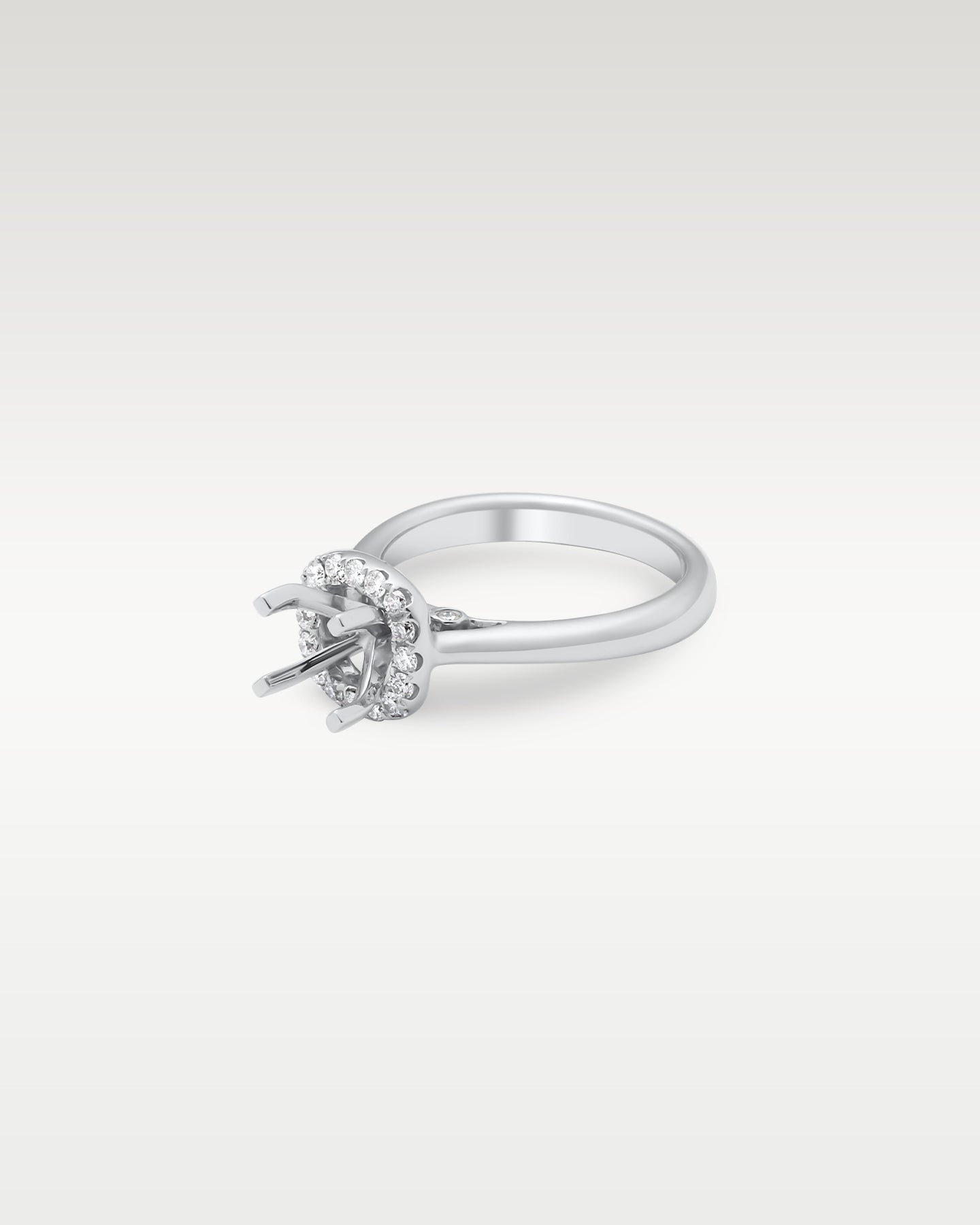 14K White Gold Diamond Halo Semi-Mount Ring Setting