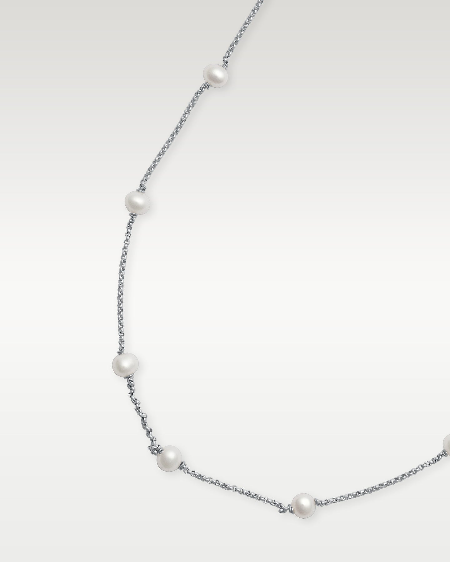 14K White Gold Pearl Station Necklace | Noah's Fine Jewelry Dallas, Texas