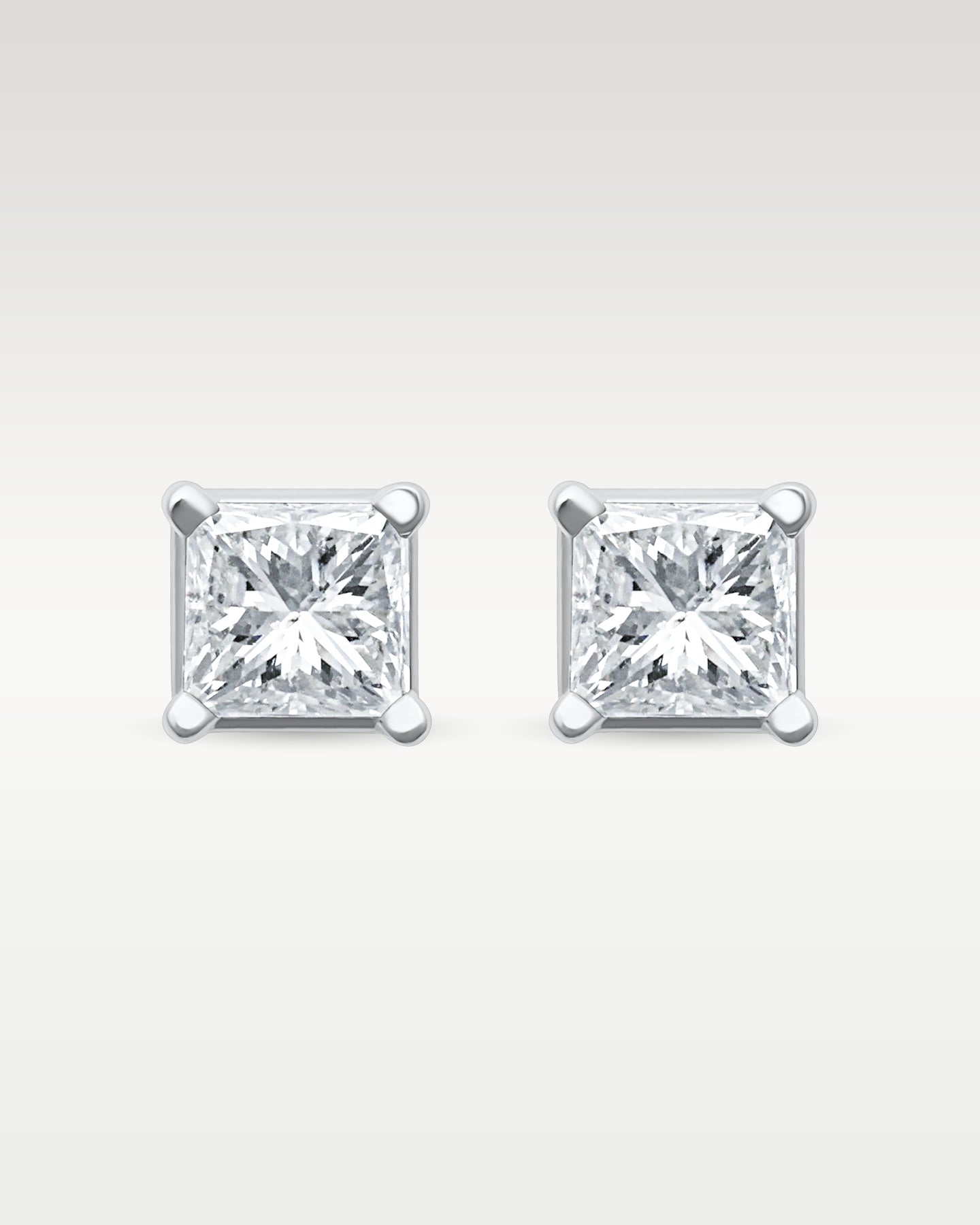 14K White Gold Princess Cut Diamond Studs 