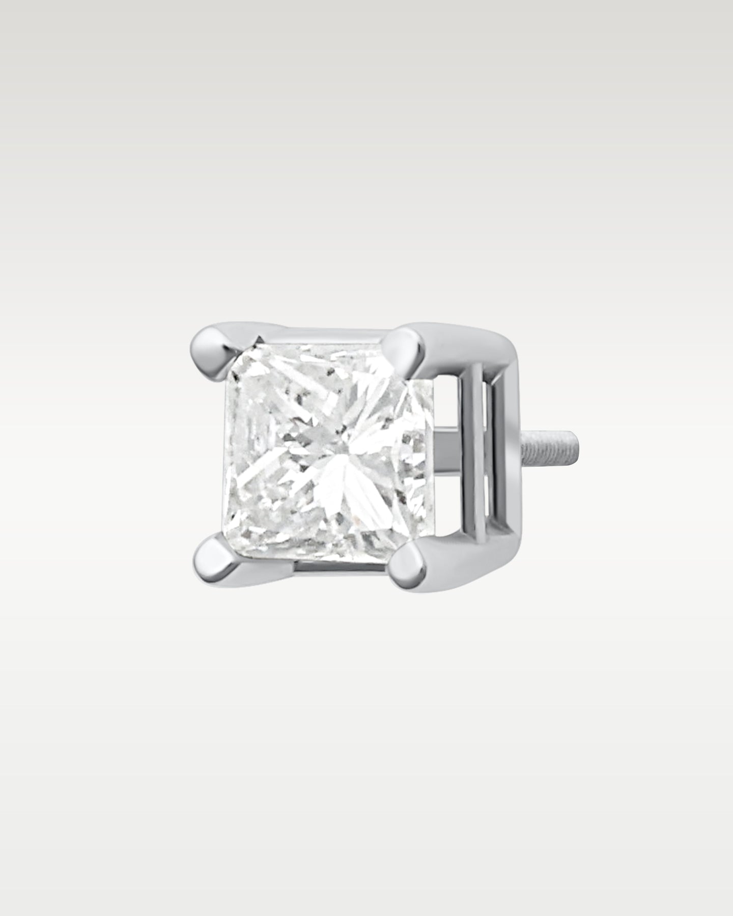 14K White Gold Princess Cut Diamond Studs 