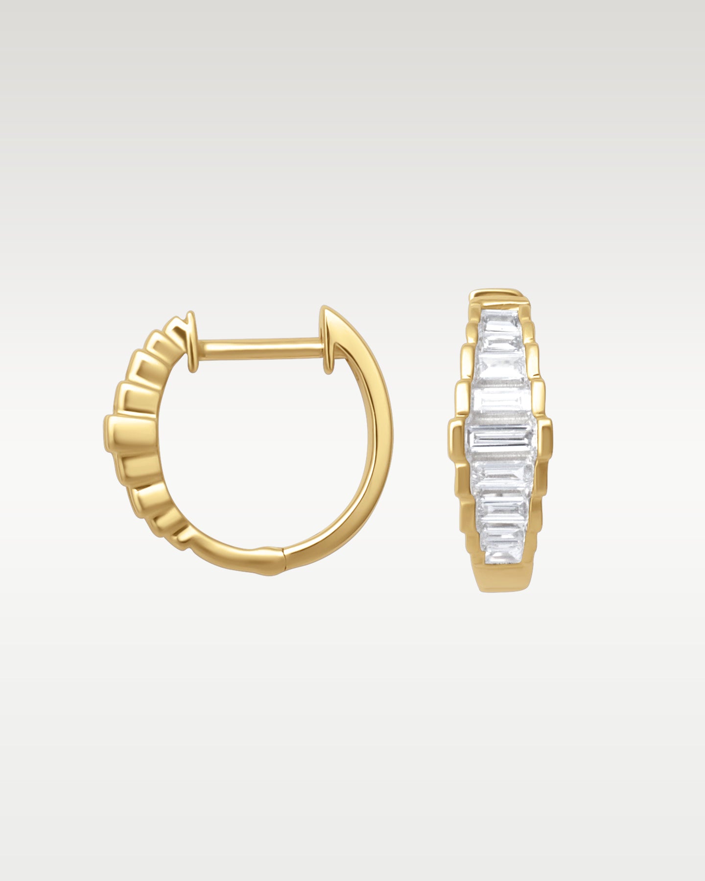 Yellow Gold Graduated Diamond Huggies | Noah's Fine Jewelry Dallas, Texas