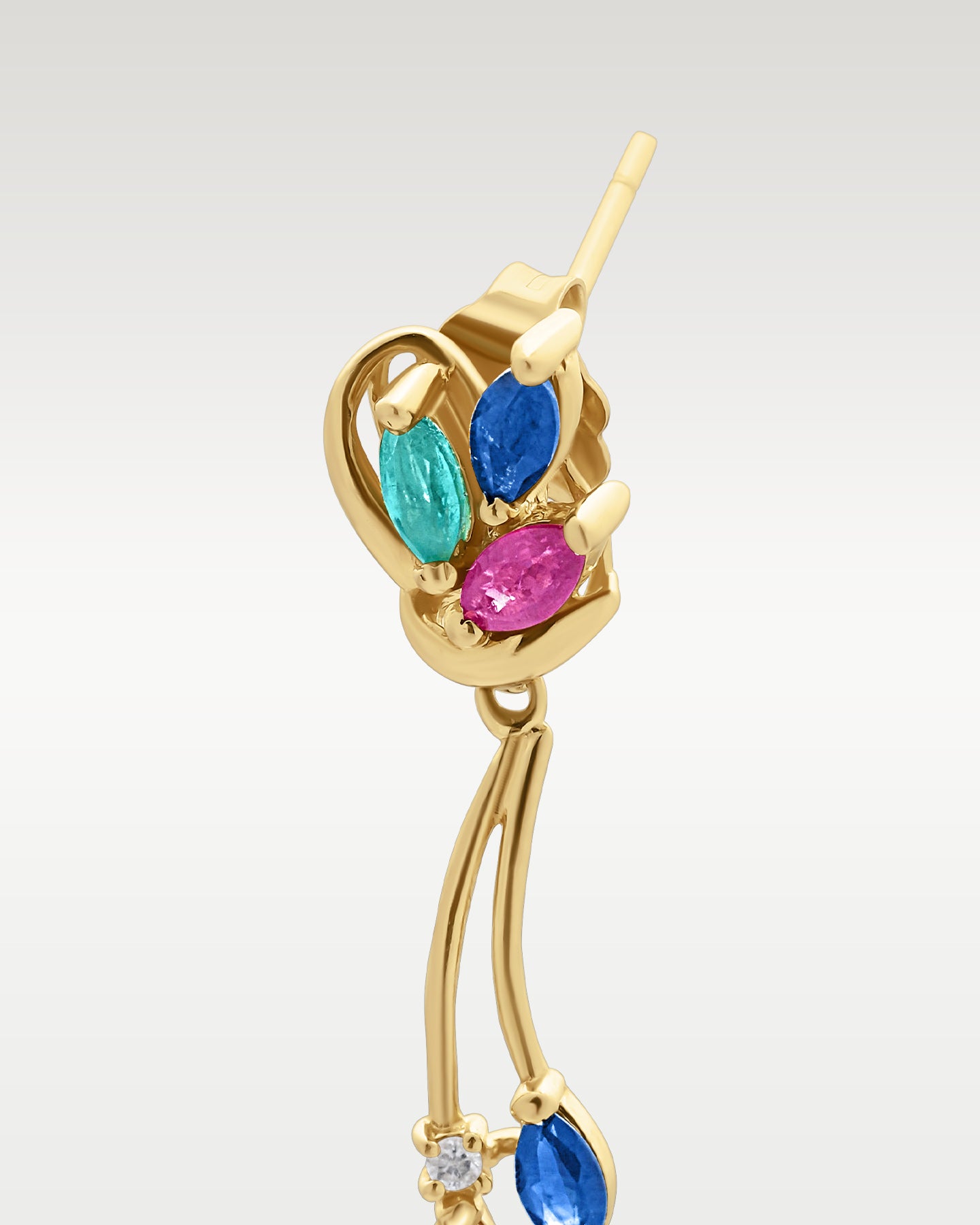 14K Yellow Gold Multi-Stone Dangle Earrings