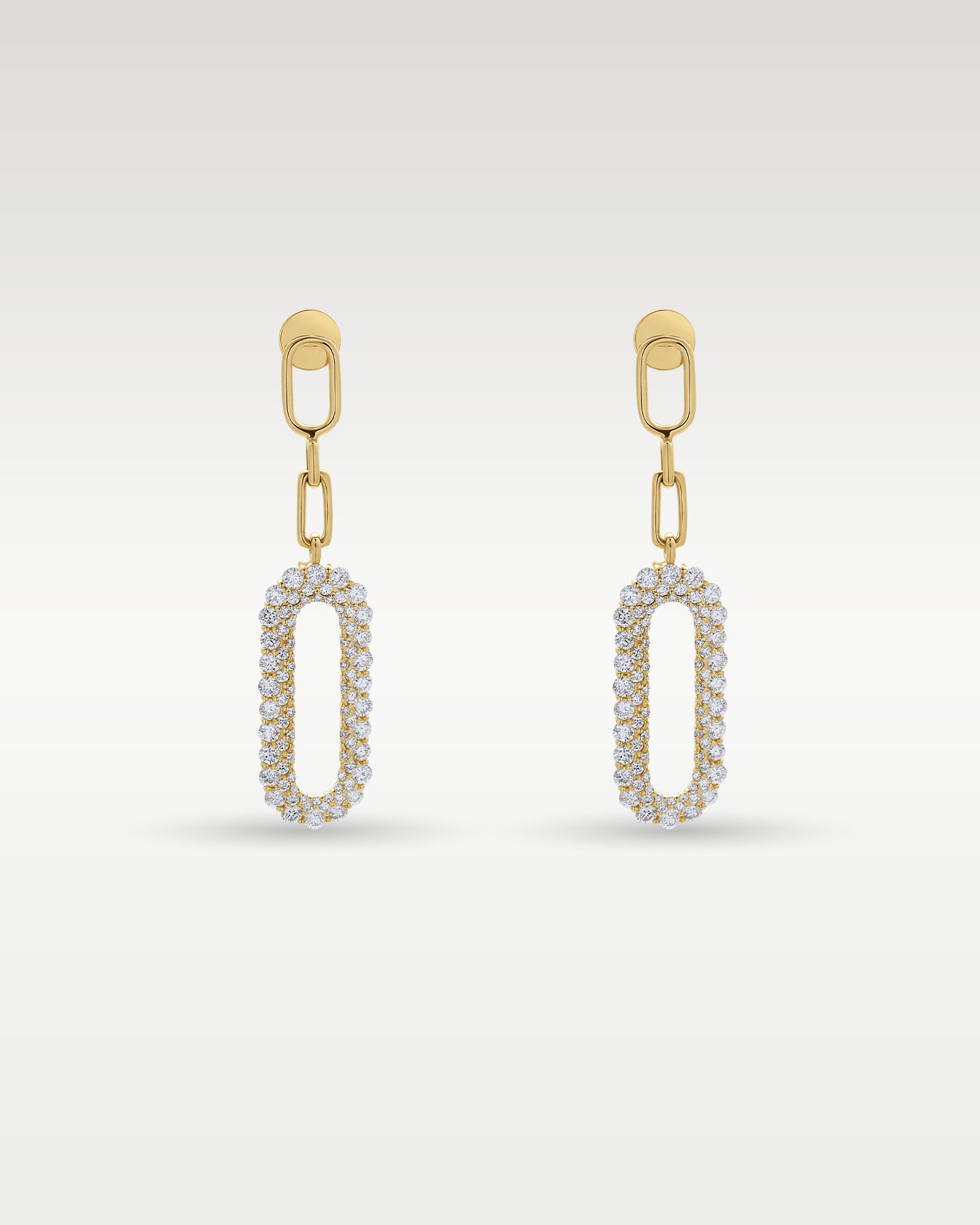 14K Yellow Gold Paperclip Diamond Drop Earrings | Noah's Fine Jewlery Frisco, TX