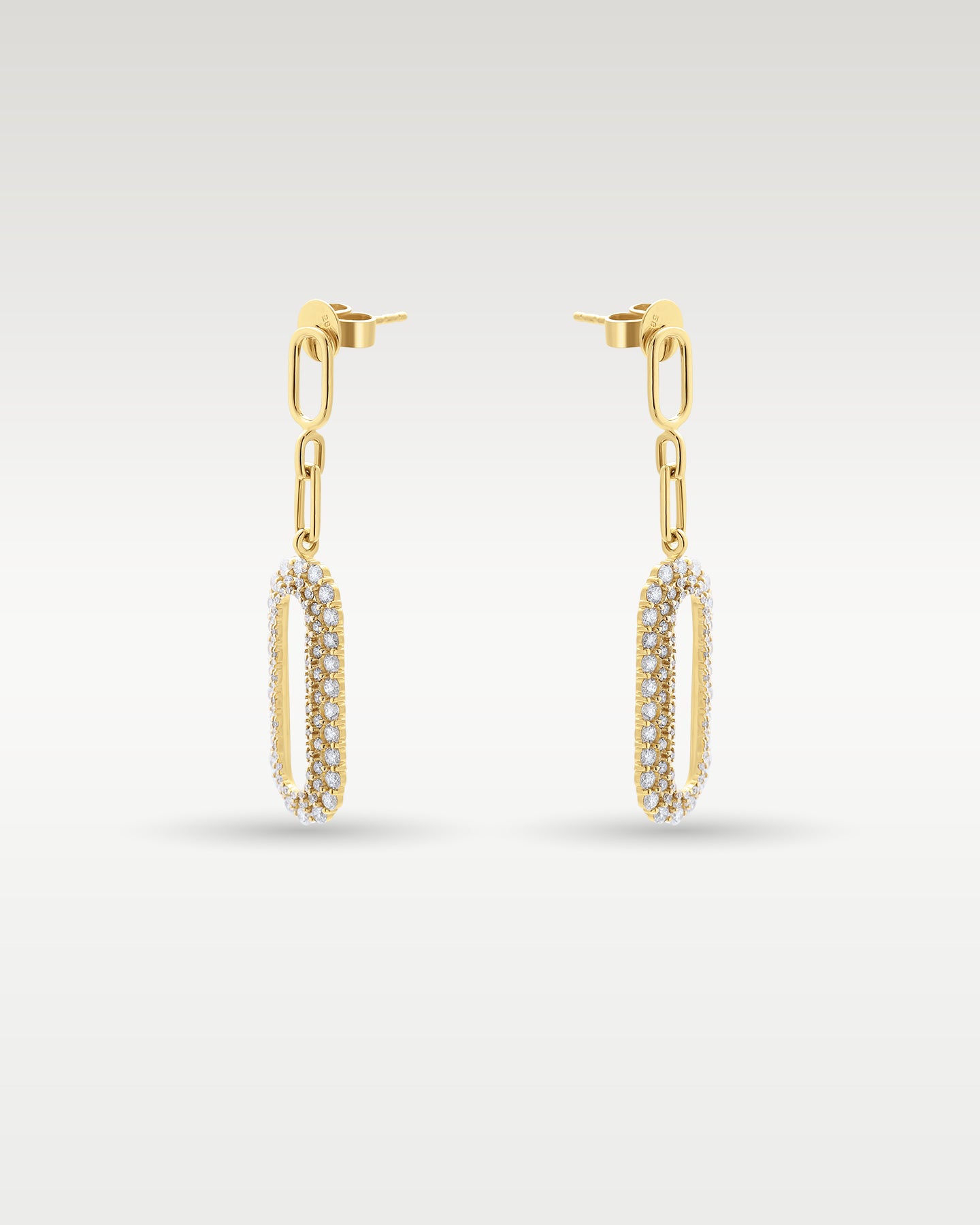 14K Yellow Gold Paperclip Diamond Drop Earrings | Noah's Fine Jewlery Frisco, TX