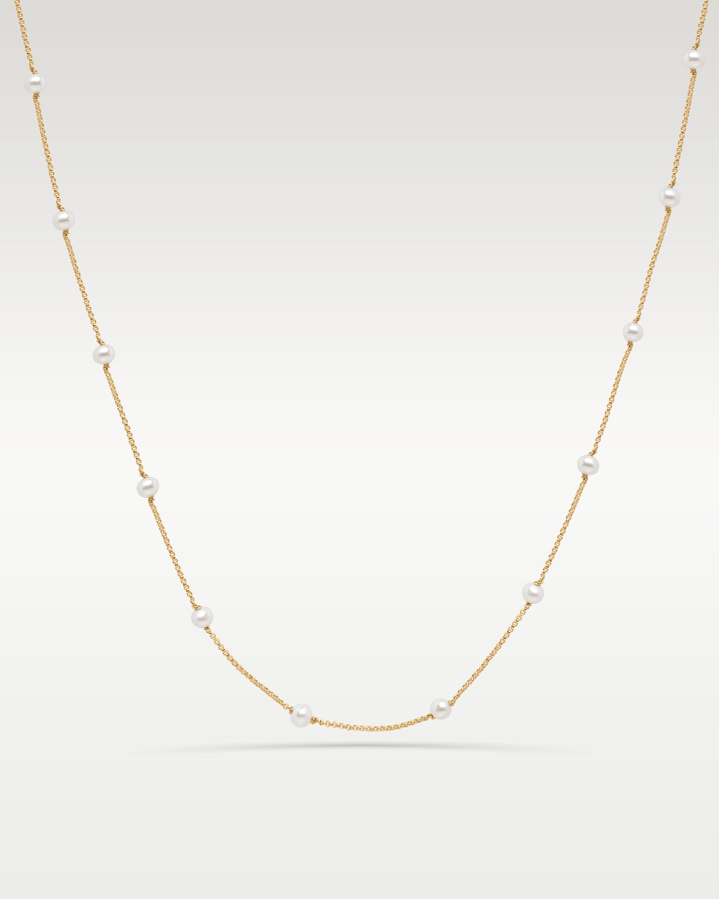 14K Yellow Gold Pearl Station Necklace | Noah's Fine Jewelry Frisco, Texas