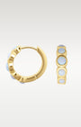 14K Yellow Gold Round Opal Huggie Hoops | Noah's Fine Jewelry Dallas, Texas