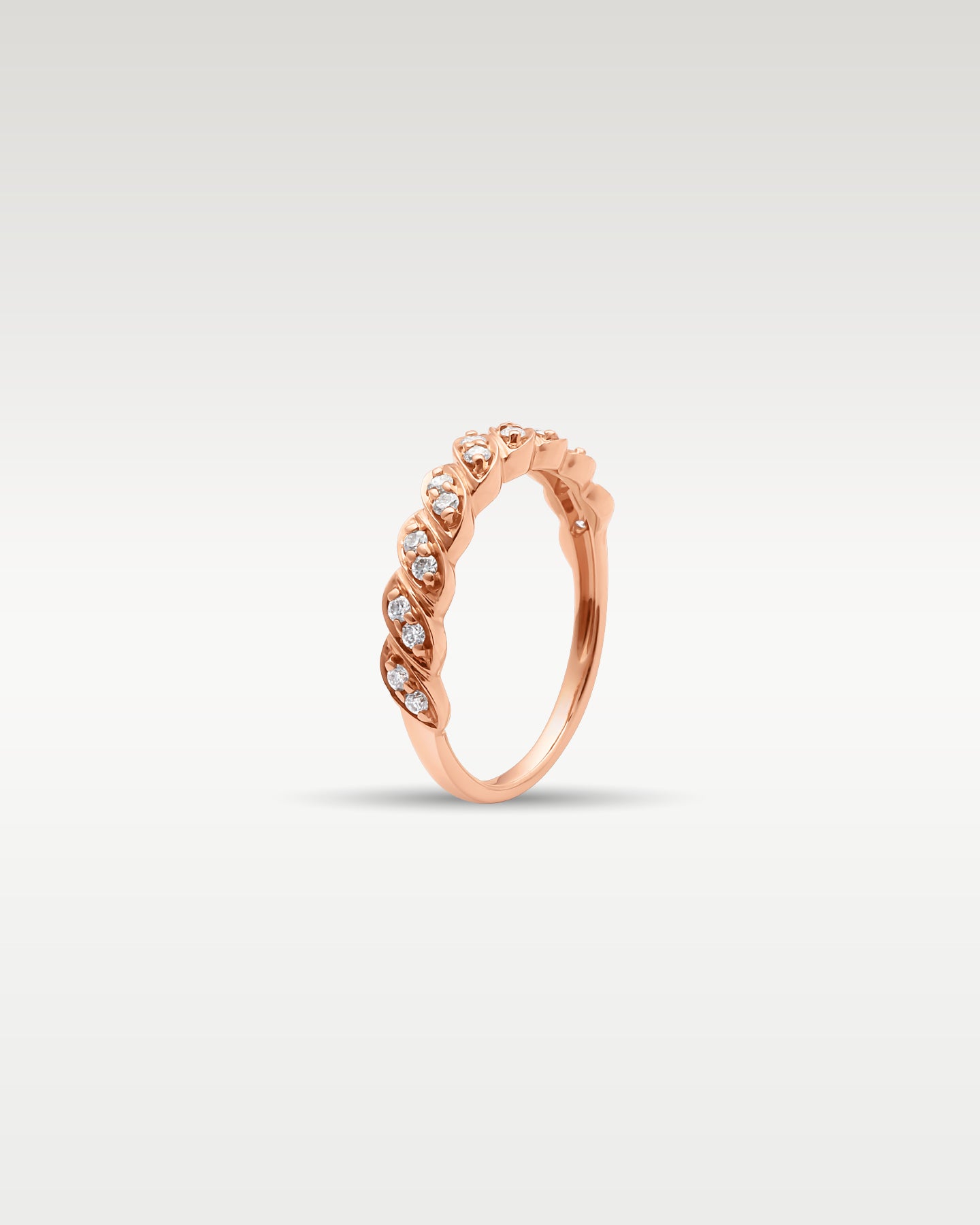 14k Rose Gold Round Diamond Rope Band | Noah's Fine Jewelry Frisco TX
