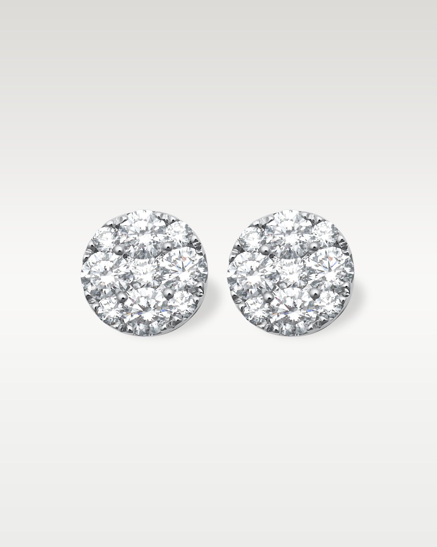 14k White Gold 0.75ct Diamond Cluster Stud Earrings