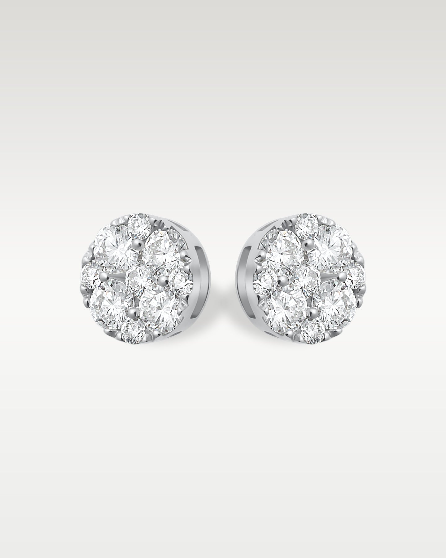 14k White Gold 0.75ct Diamond Cluster Stud Earrings