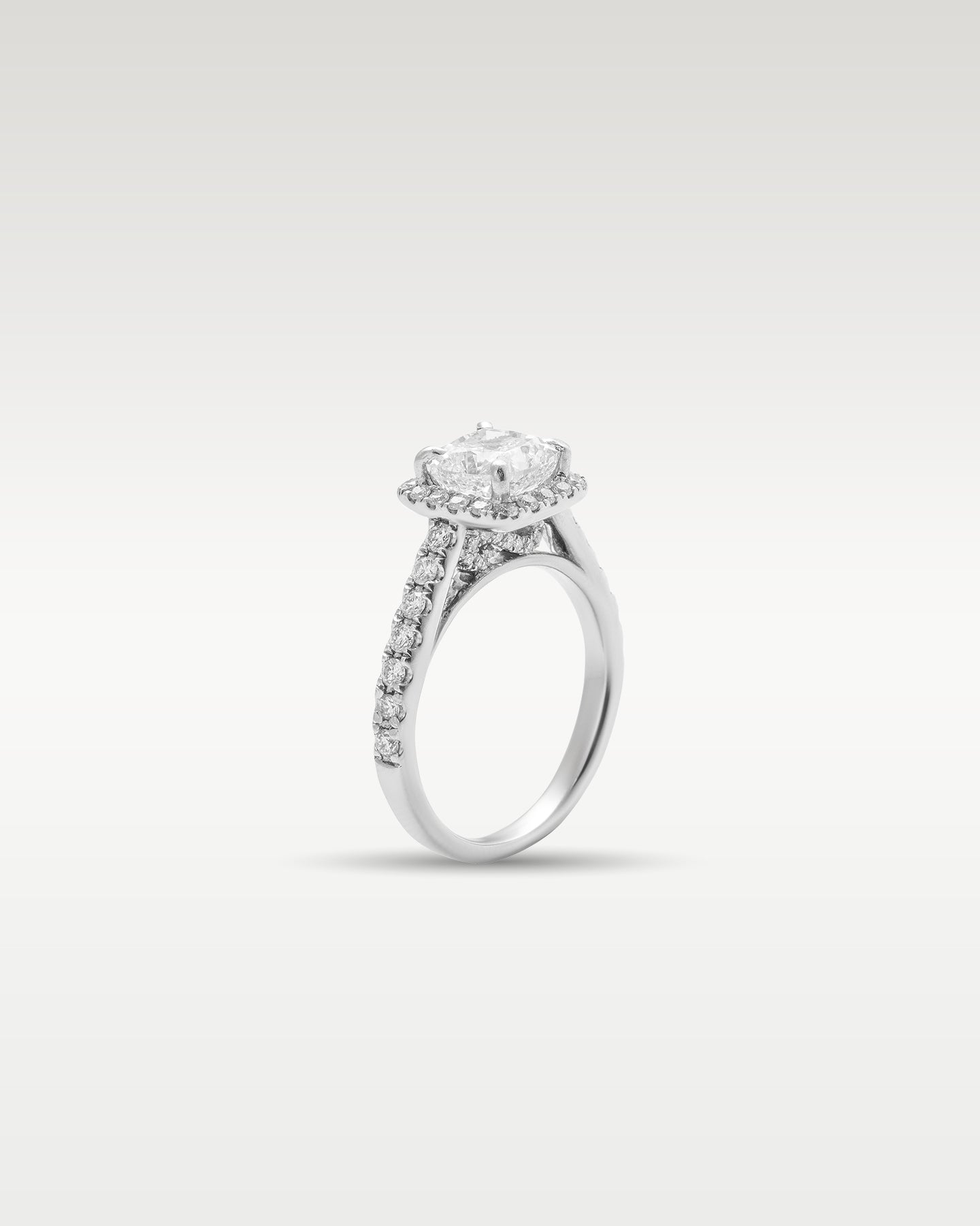White Gold Cushion Shaped Diamond Engagement Ring | Noah's Fine Jewelry and Watches