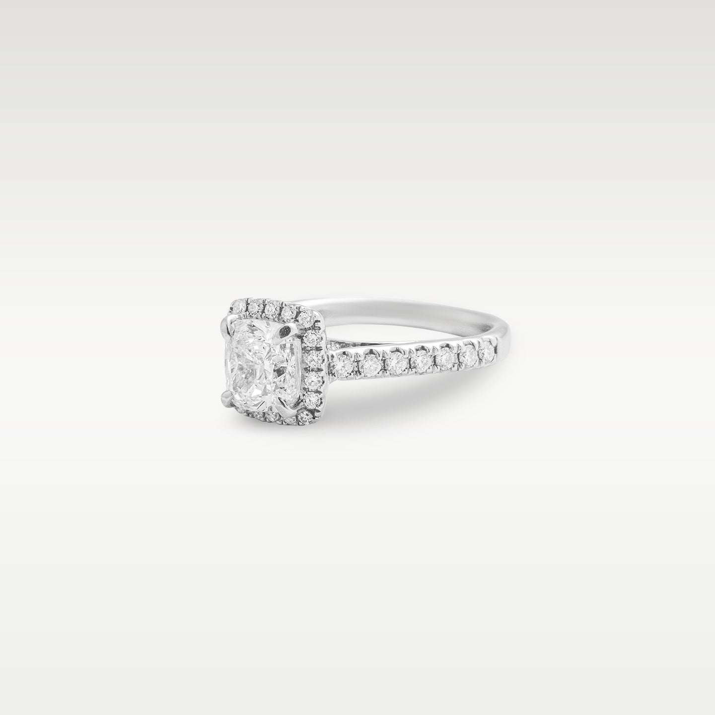 White Gold Cushion Shaped Diamond Engagement Ring | Noah's Fine Jewelry and Watches