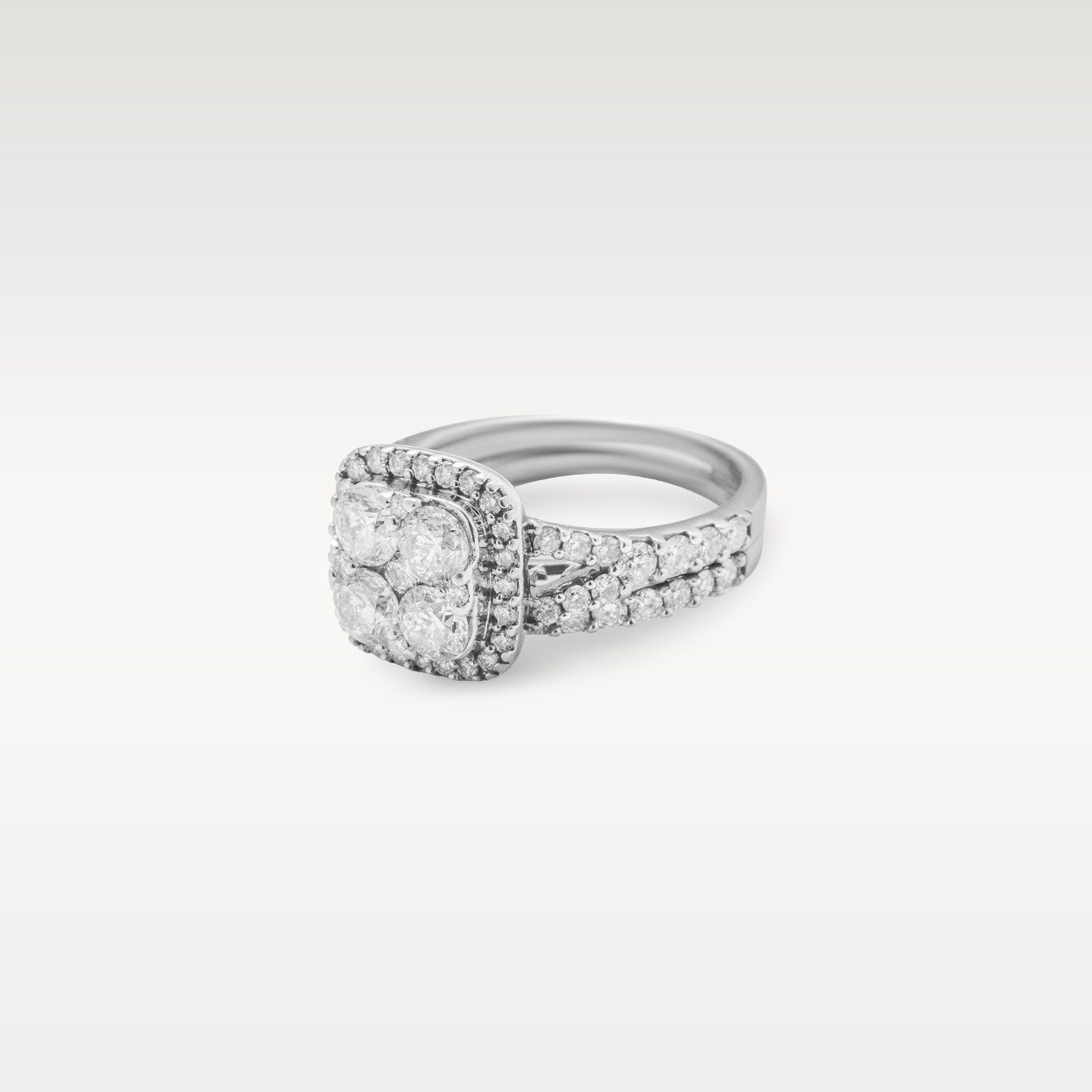 White Gold Round Diamond Cluster Engagement Ring | Noah's Fine Jewelry and Watches