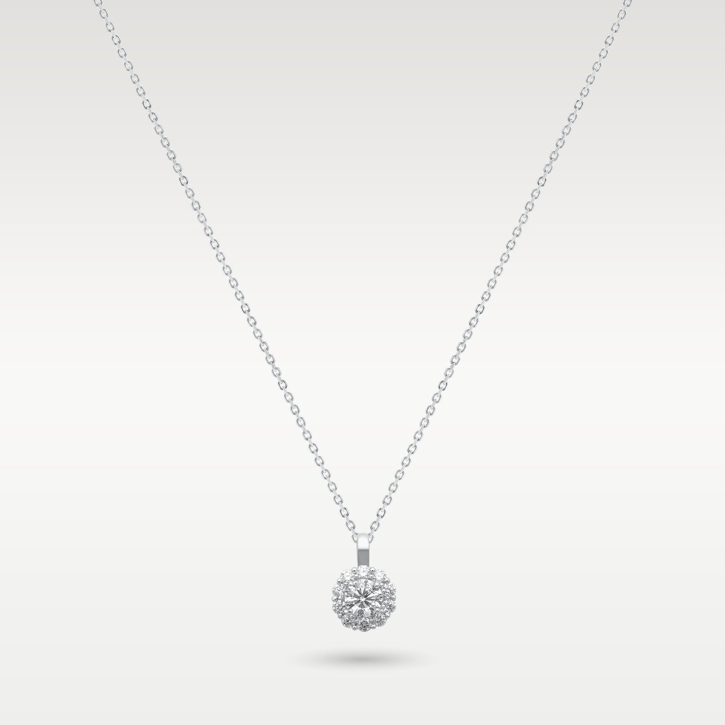 14k White Gold Diamond Cluster Pendant