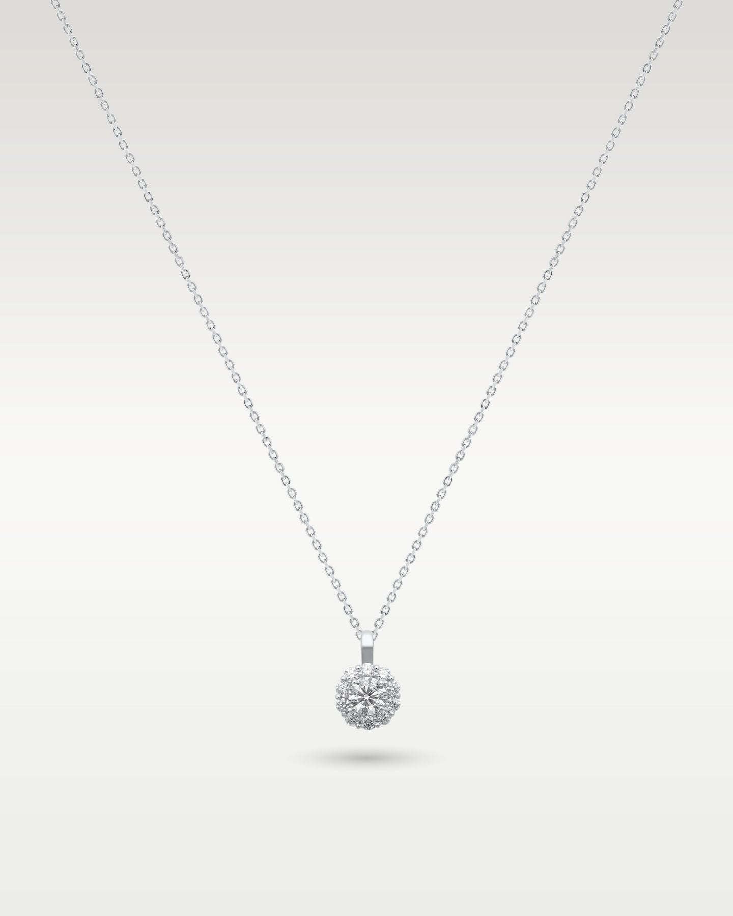14k White Gold Diamond Cluster Pendant