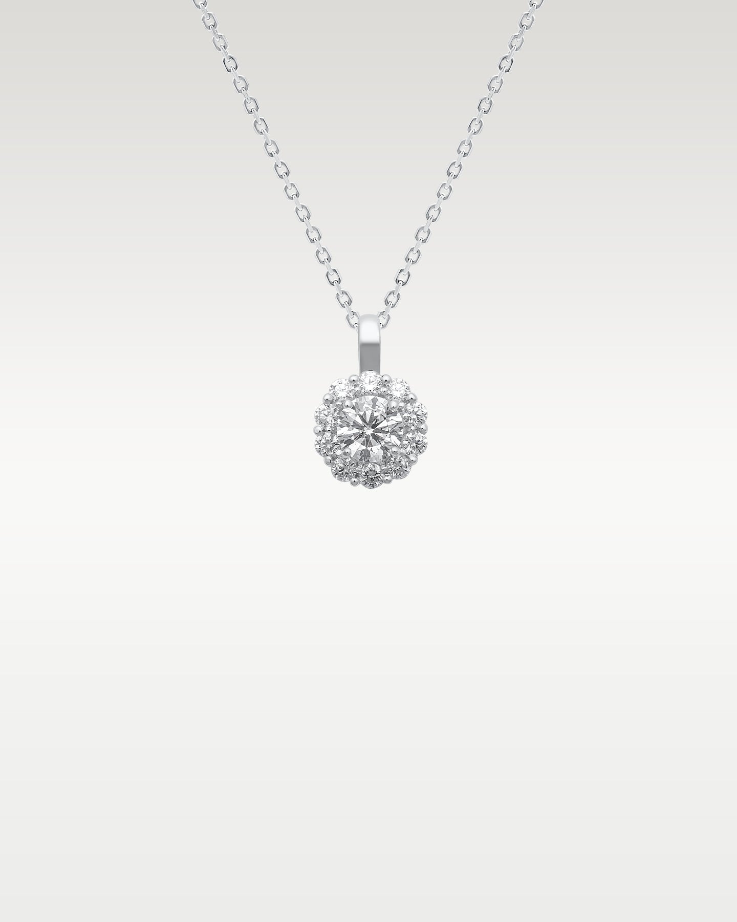 14k White Gold Diamond Cluster Pendant