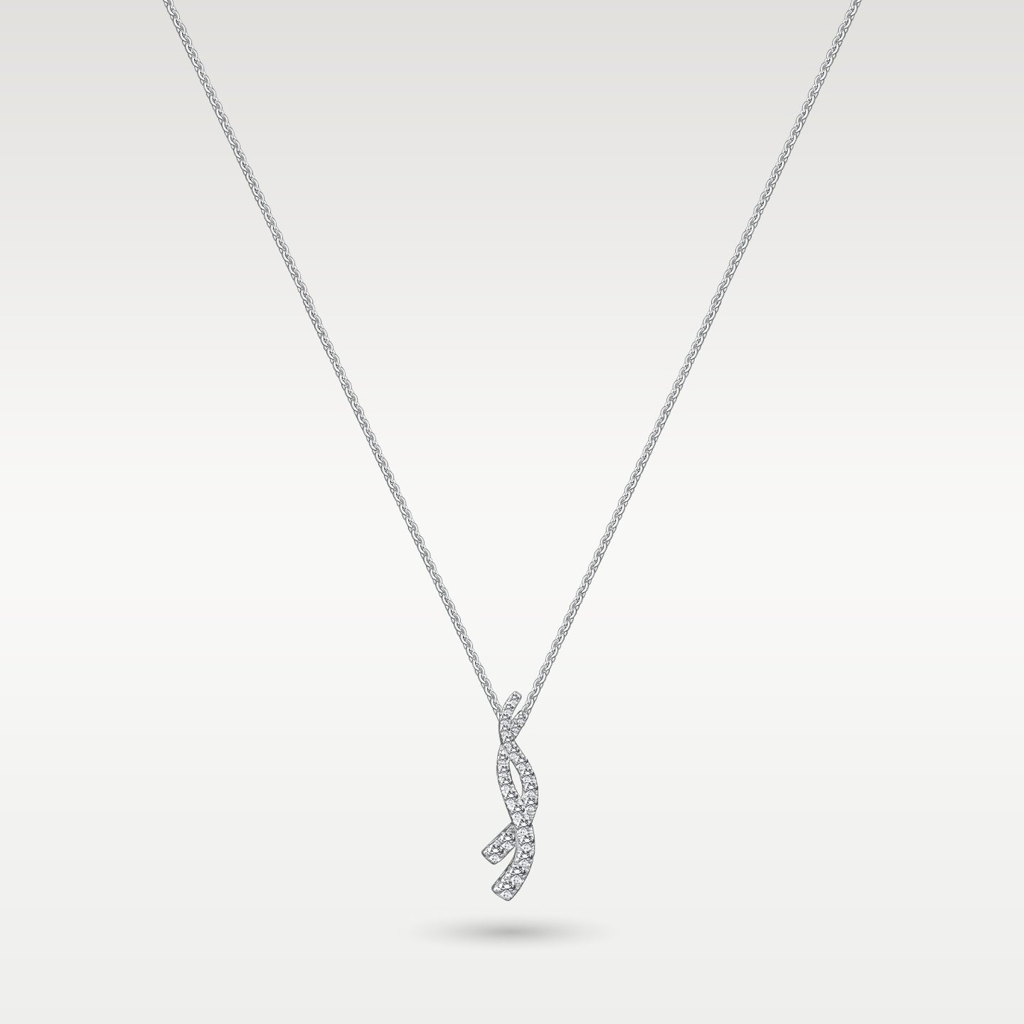 14k White Gold Diamond Twist Pendant