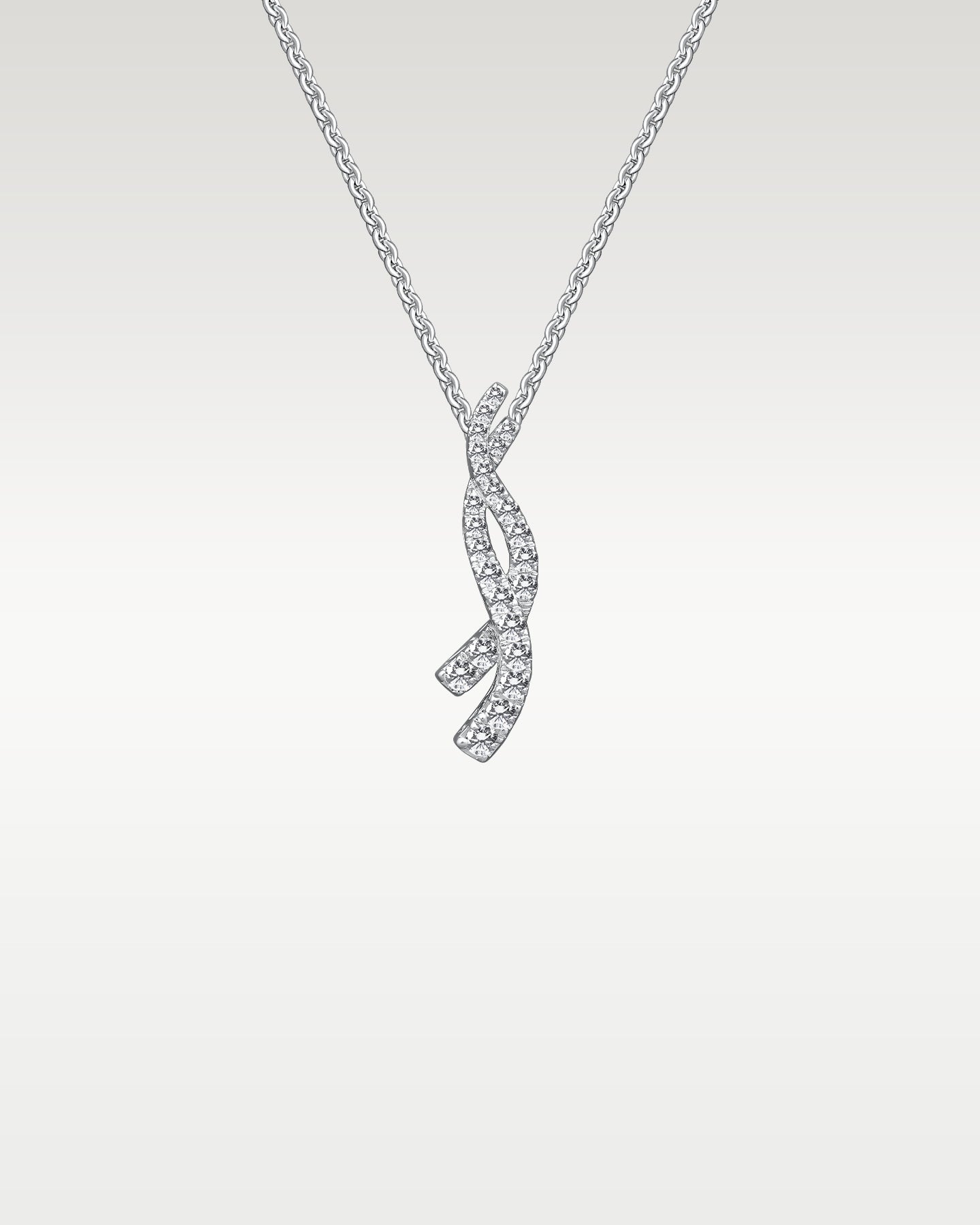 14k White Gold Diamond Twist Pendant