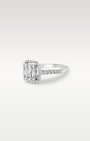 White Gold Emerald Cut Diamond Halo Engagement Ring | Noah's Fine Jewelry DFW, Texas
