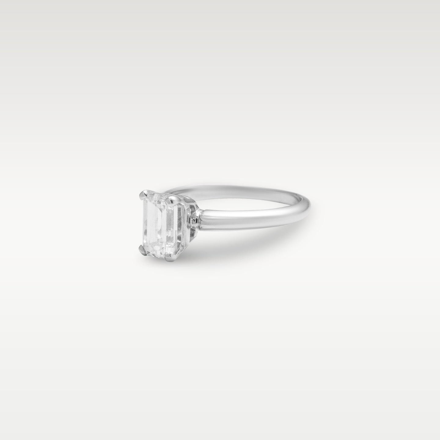 White Gold Emerald Diamond Solitaire Engagement Ring | Noah's Fine Jewelry and Watches