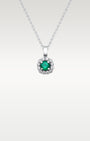 14k White Gold Emerald and Diamond Pendant | Frisco, Texas Jewelry Store