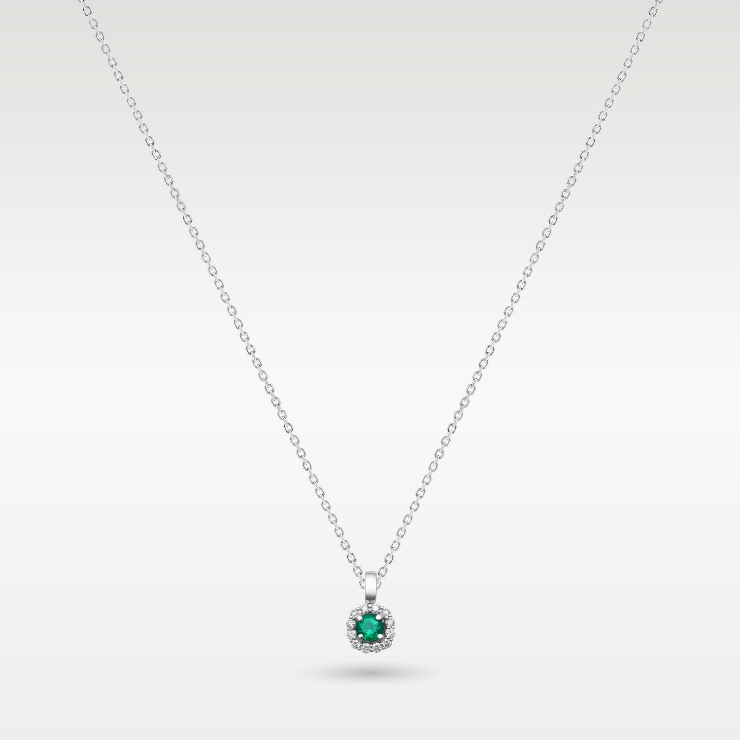 14k White Gold Emerald and Diamond Pendant | Frisco, Texas Jewelry Store